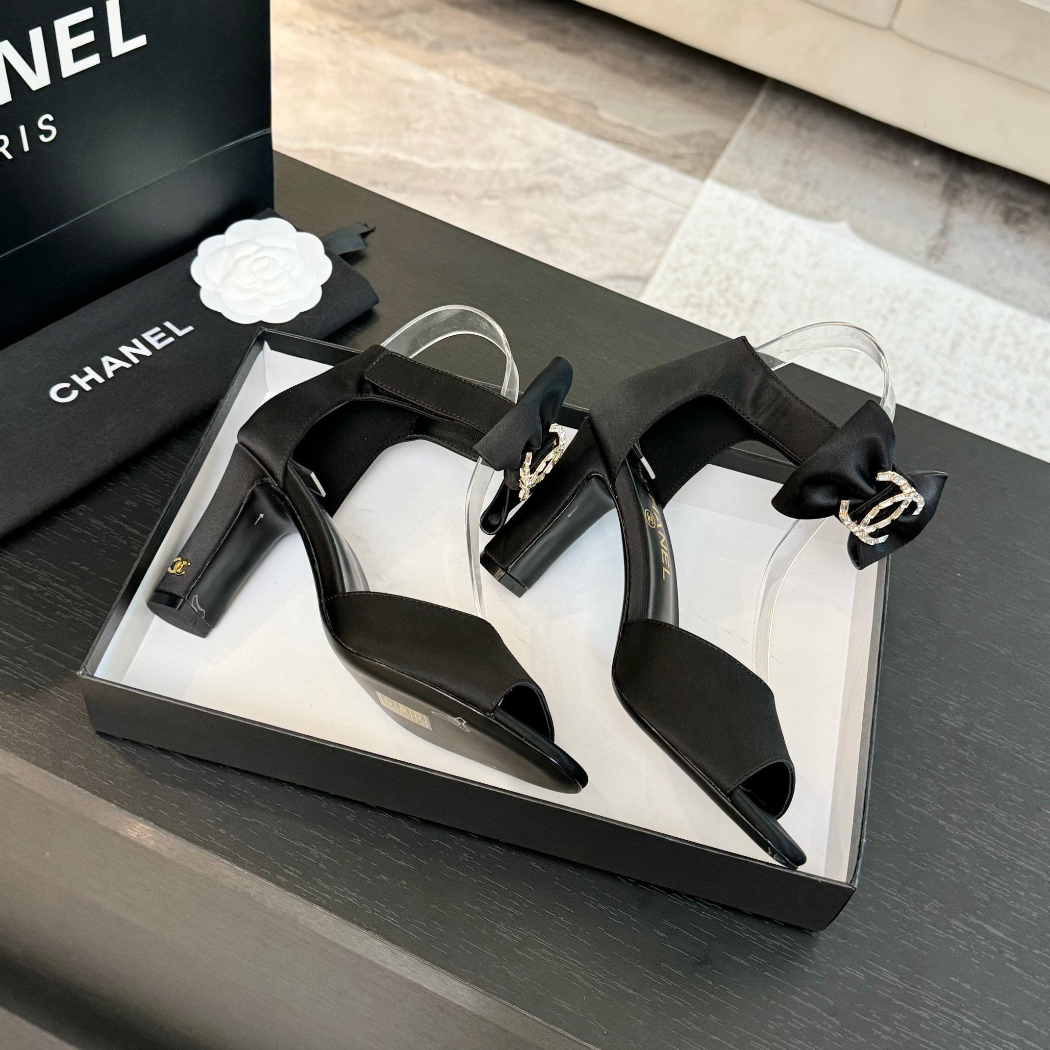 CC Sandals Black Windbreaker Fabric