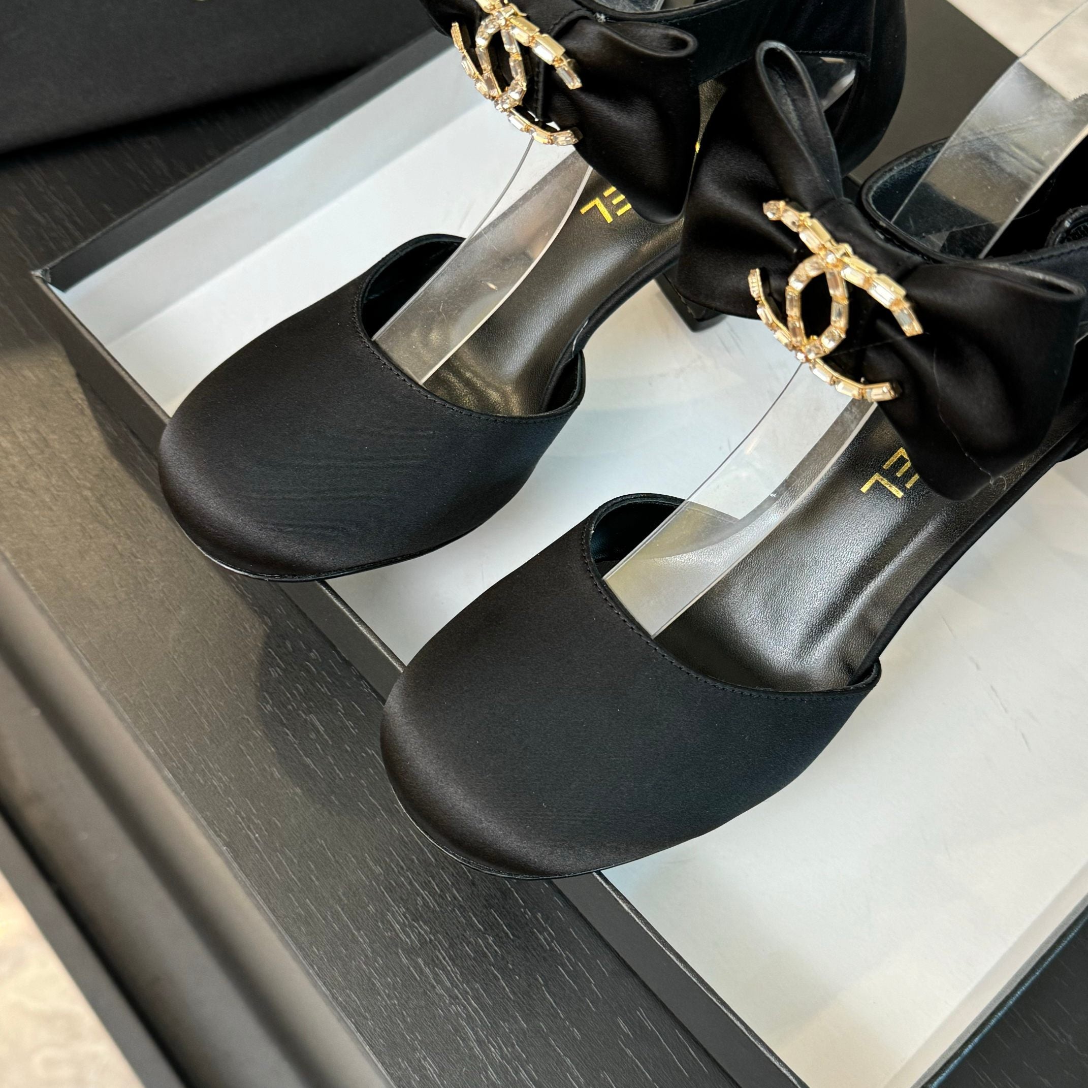 CC Mary Janes Black Windbreaker Fabric