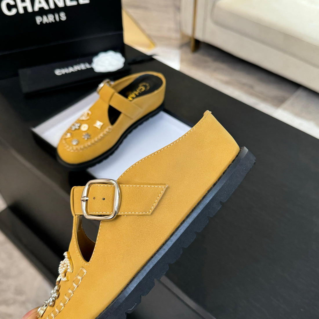 CC 25C Mule Sandal Canary Yellow  Imported Cowhide 212944