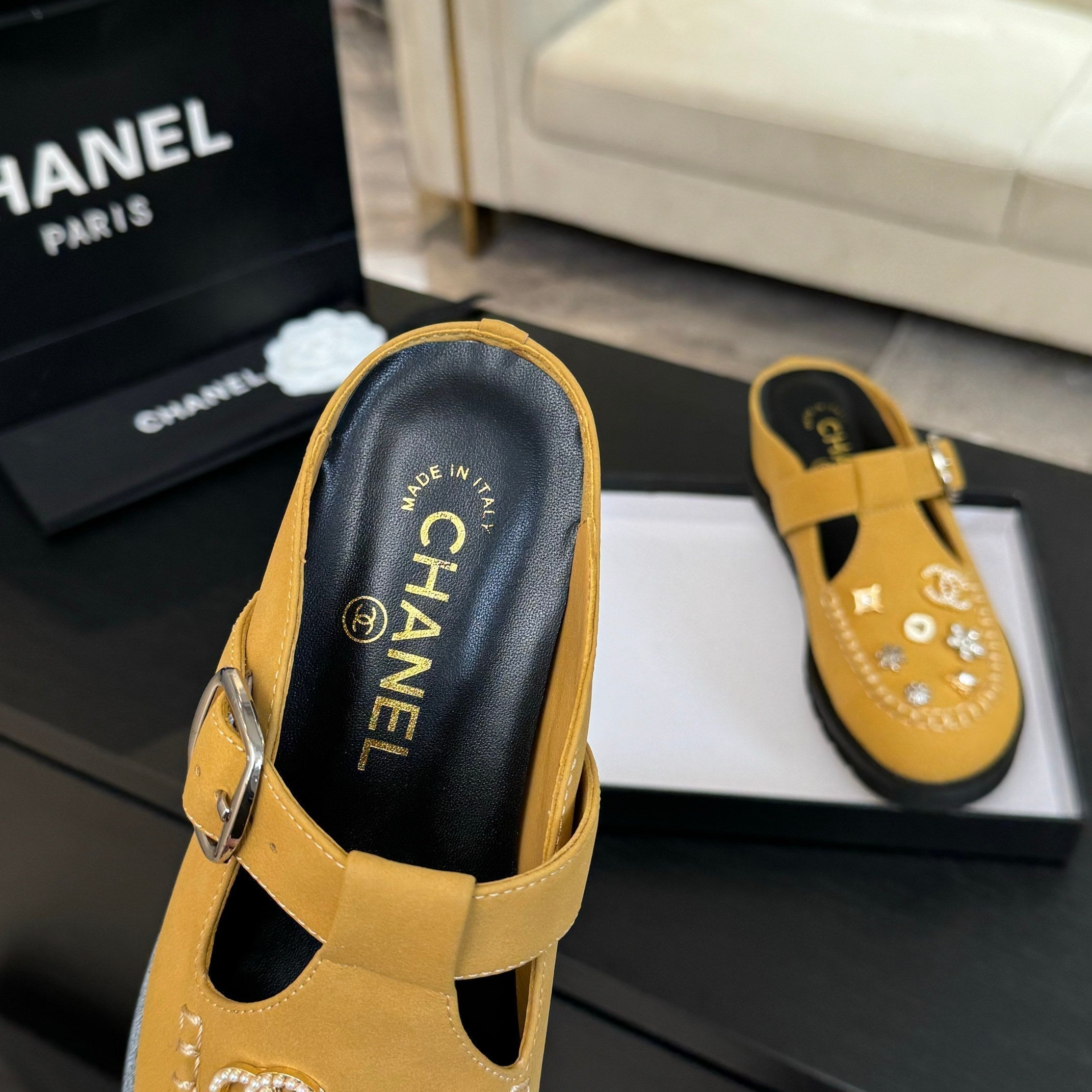 CC 25C Mule Sandal Canary Yellow  Imported Cowhide 212944