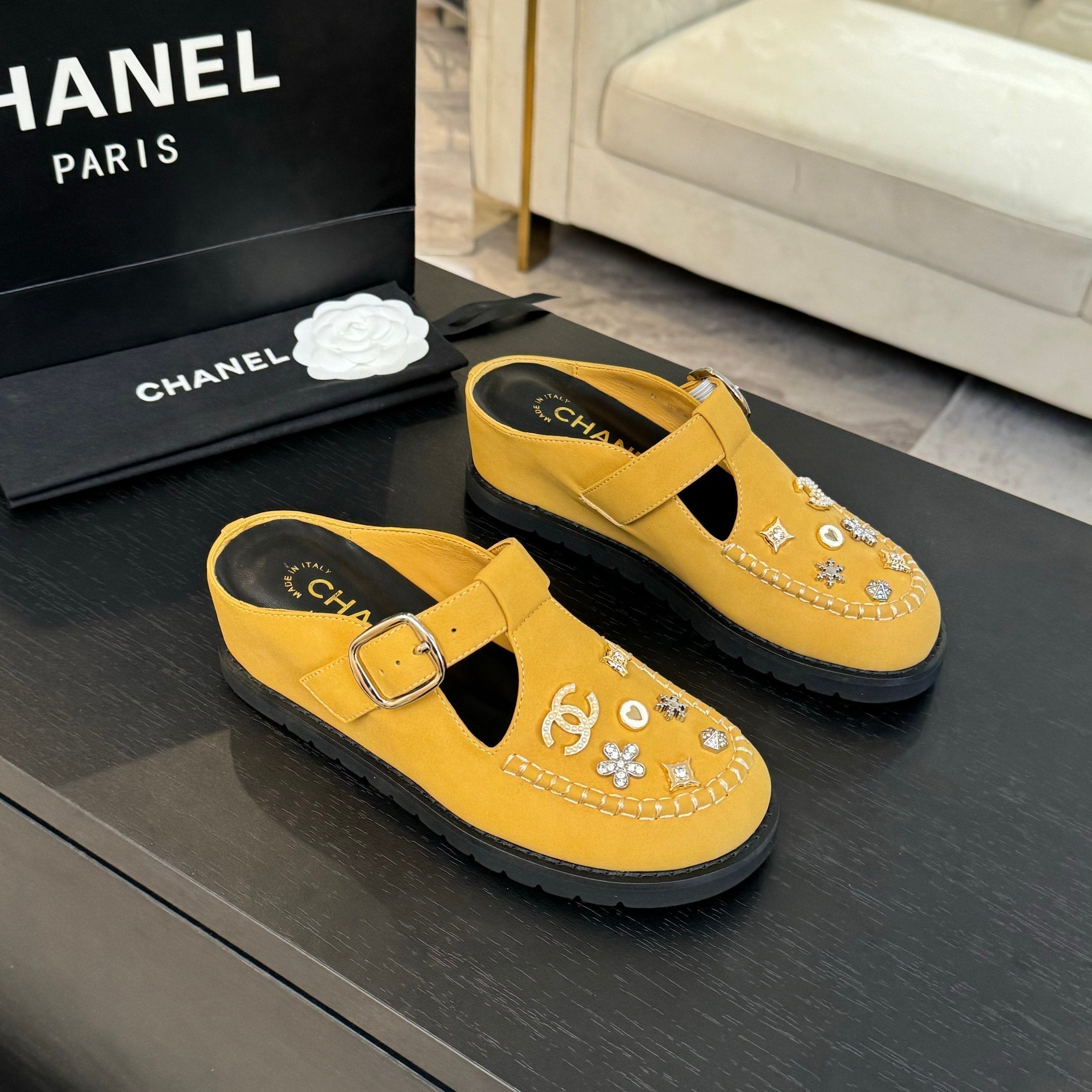 CC 25C Mule Sandal Canary Yellow  Imported Cowhide 212944