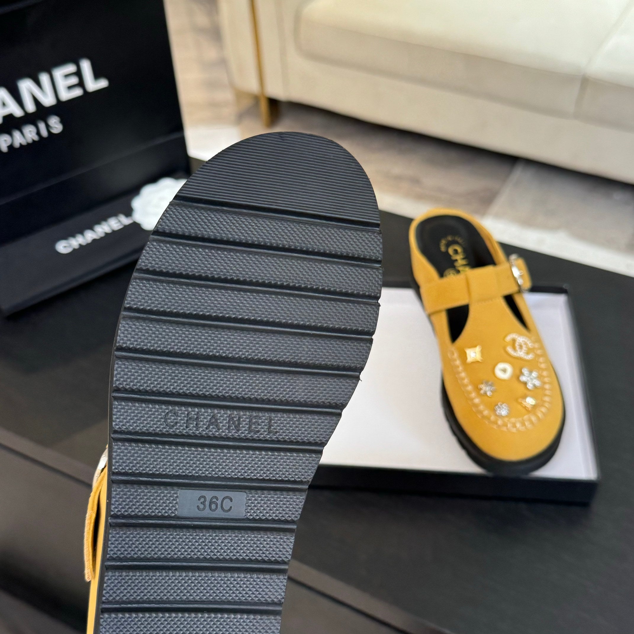 CC 25C Mule Sandal Canary Yellow  Imported Cowhide 212944