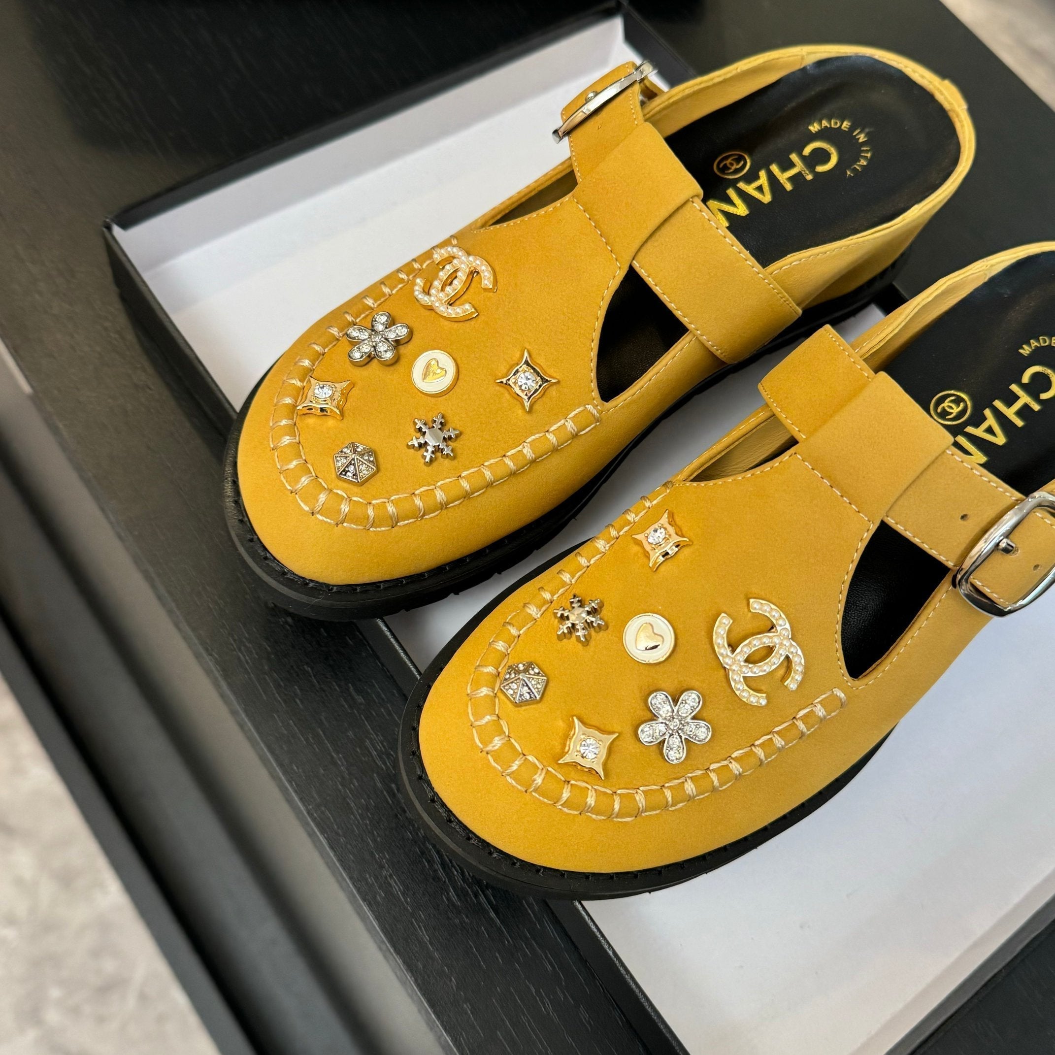 CC 25C Mule Sandal Canary Yellow  Imported Cowhide 212944