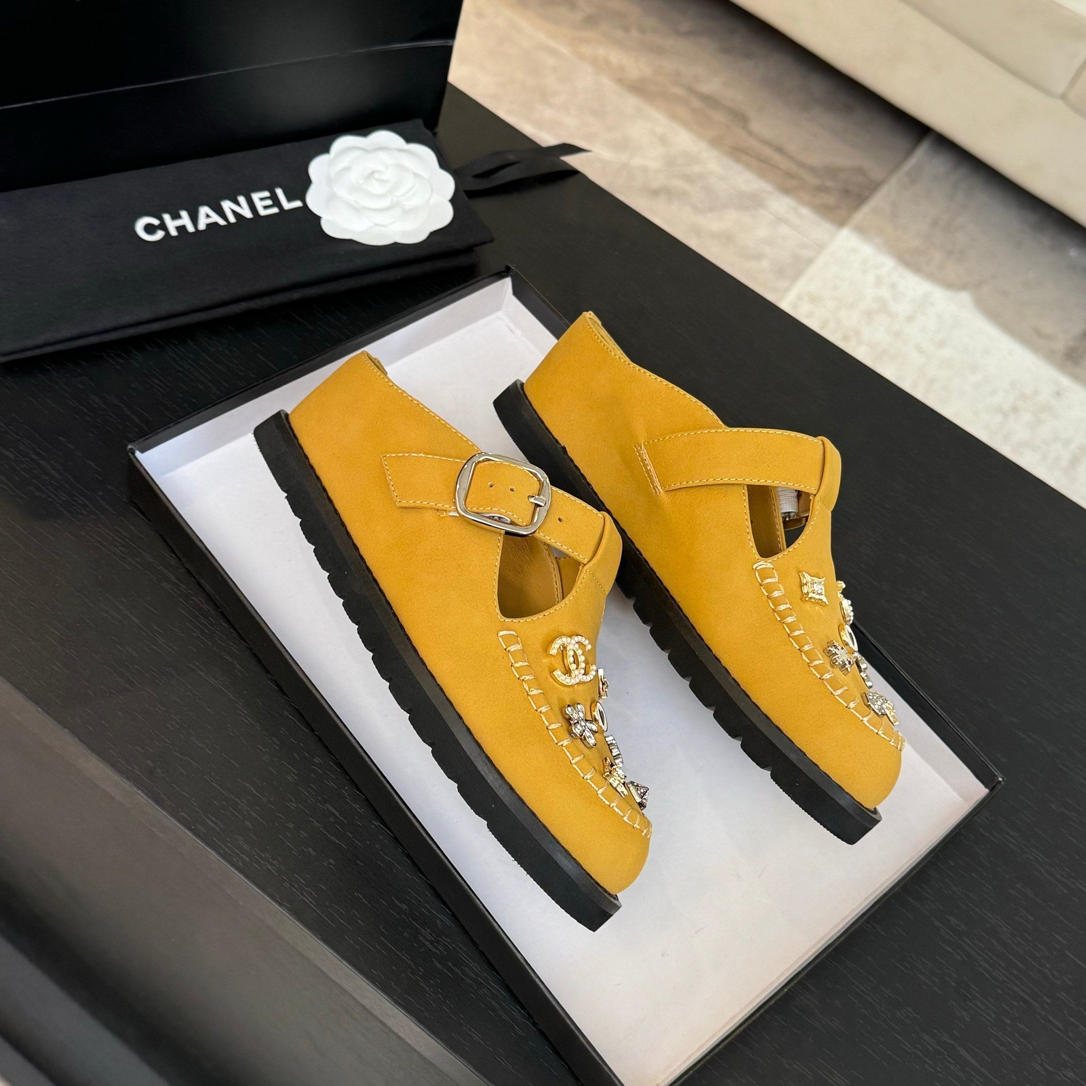 CC 25C Mule Sandal Canary Yellow  Imported Cowhide 212944