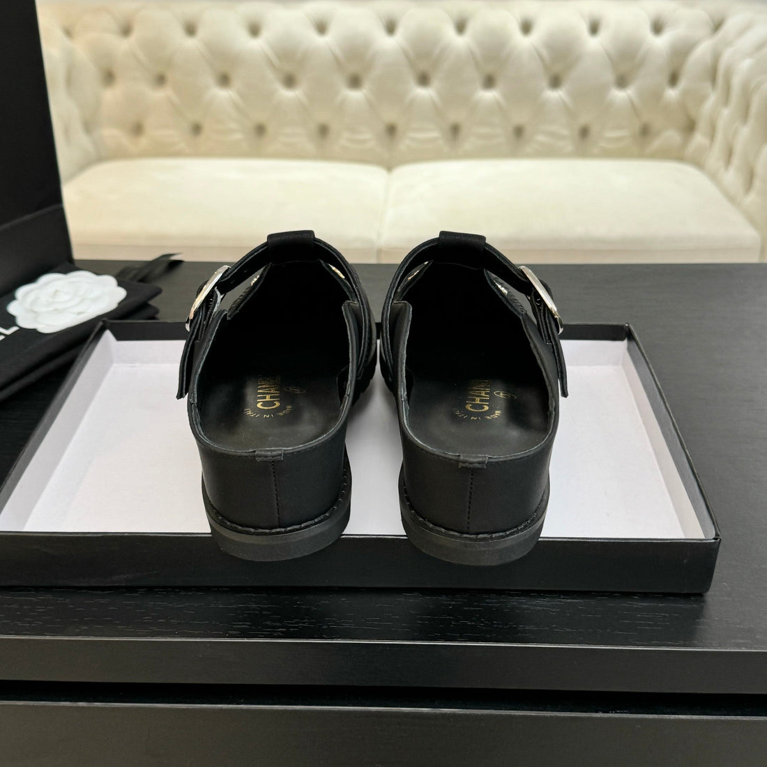 CC 25C Mule Sandal Black Imported Cowhide 212946