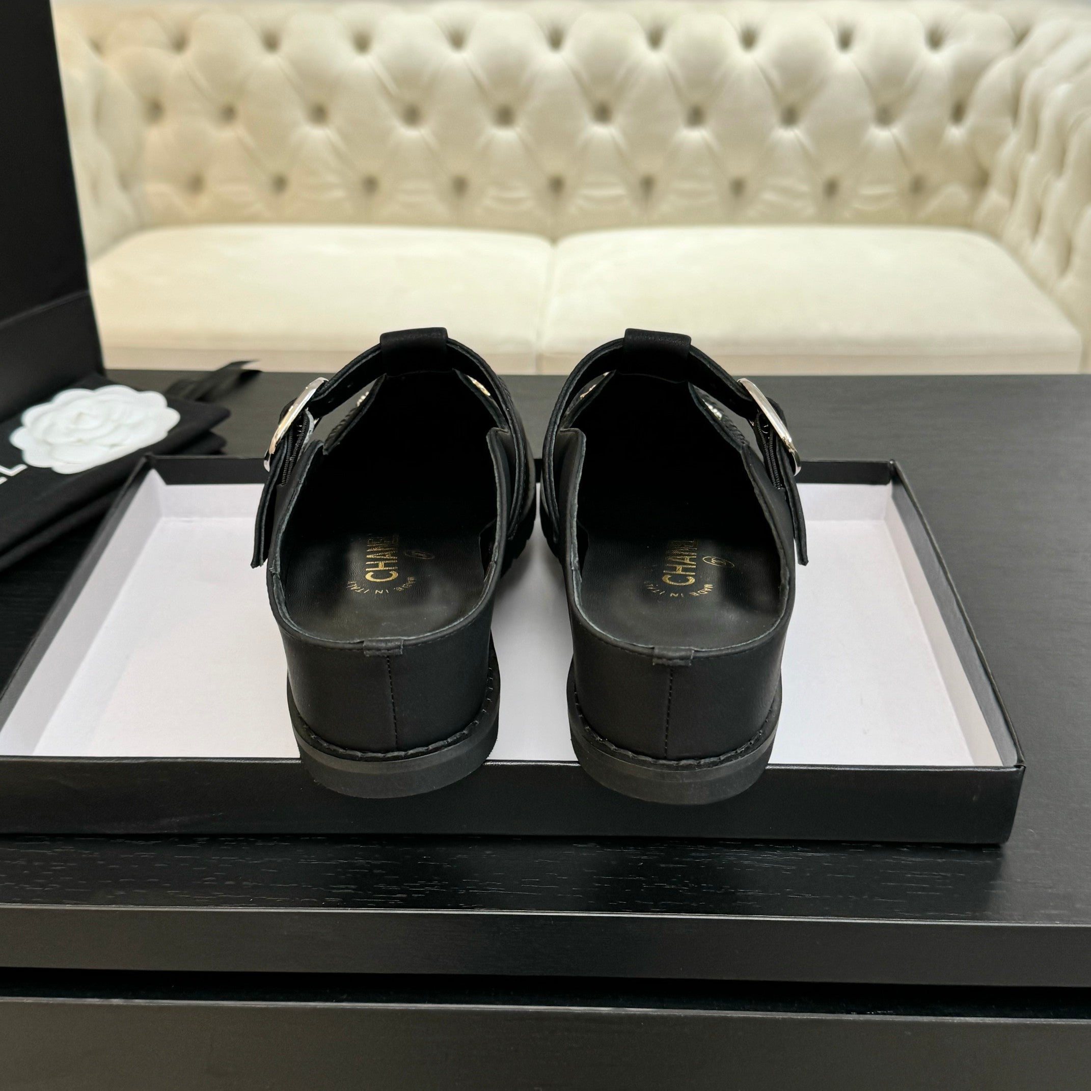 CC 25C Mule Sandal Black Imported Cowhide 212946