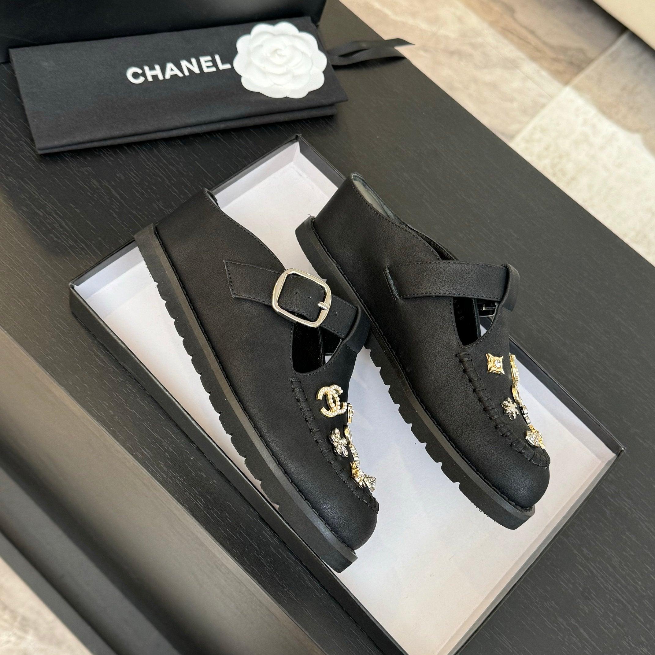 CC 25C Mule Sandal Black Imported Cowhide 212946