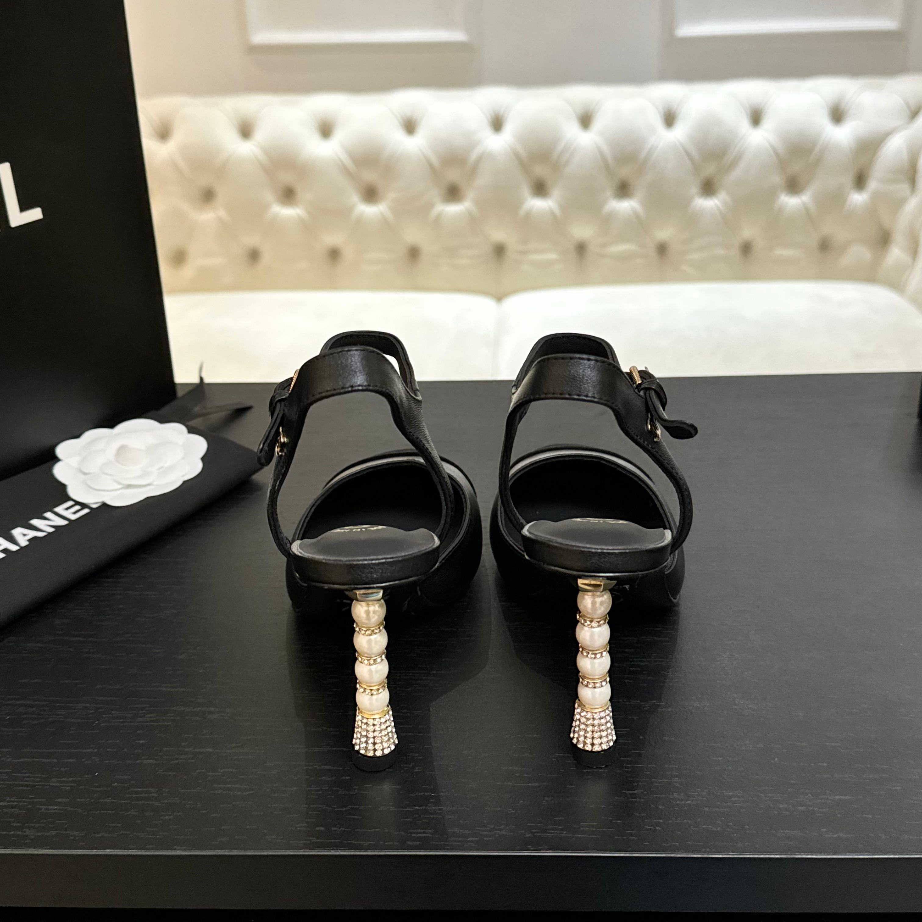 CC 25S Slingback 85mm Black Calfskin Purple Suede