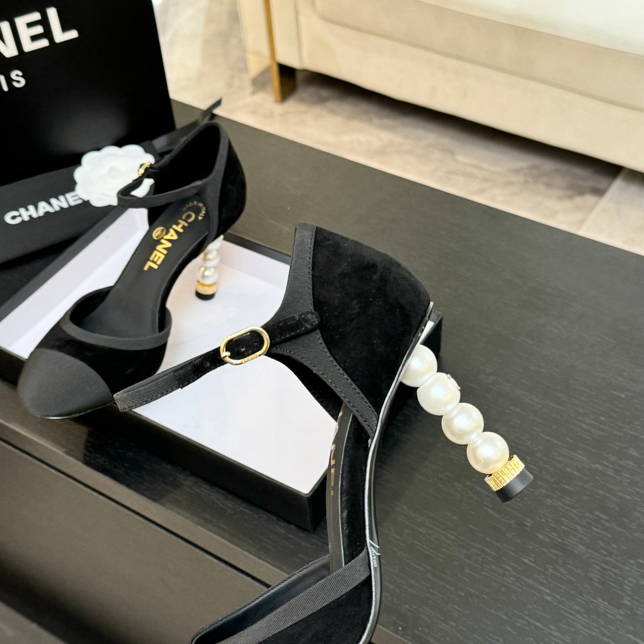 CC 25S Slingback 85mm Black Suede Grosgrain