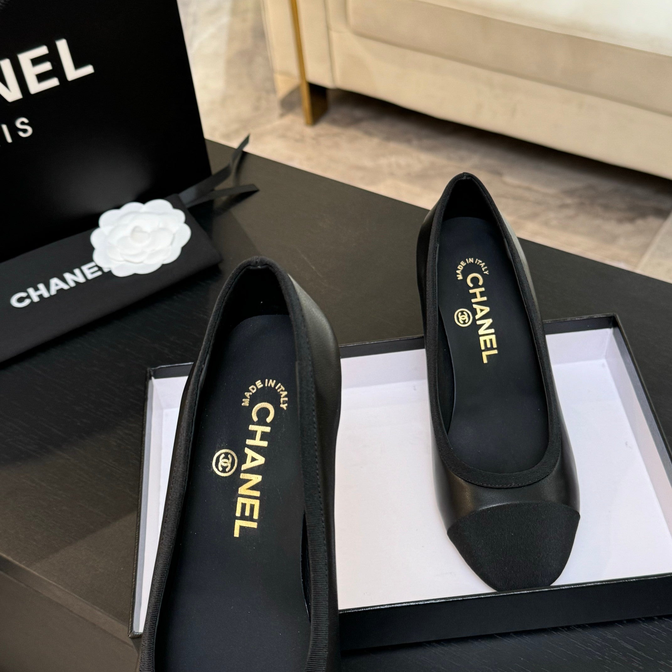 CC 25S Pump 85mm Black Calfskin Grosgrain