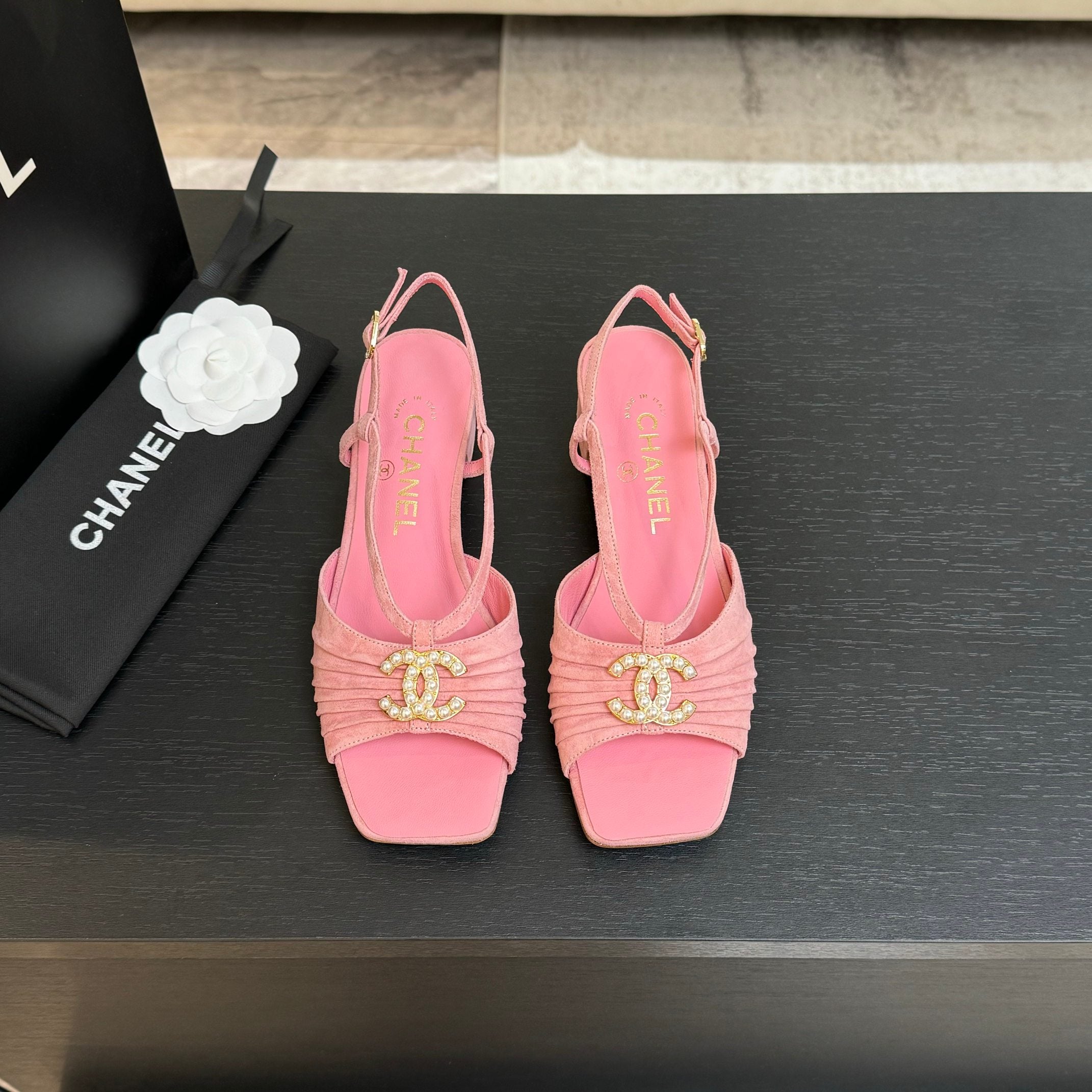 CC 25S Sandal Heel 50mm Pink Kidskin