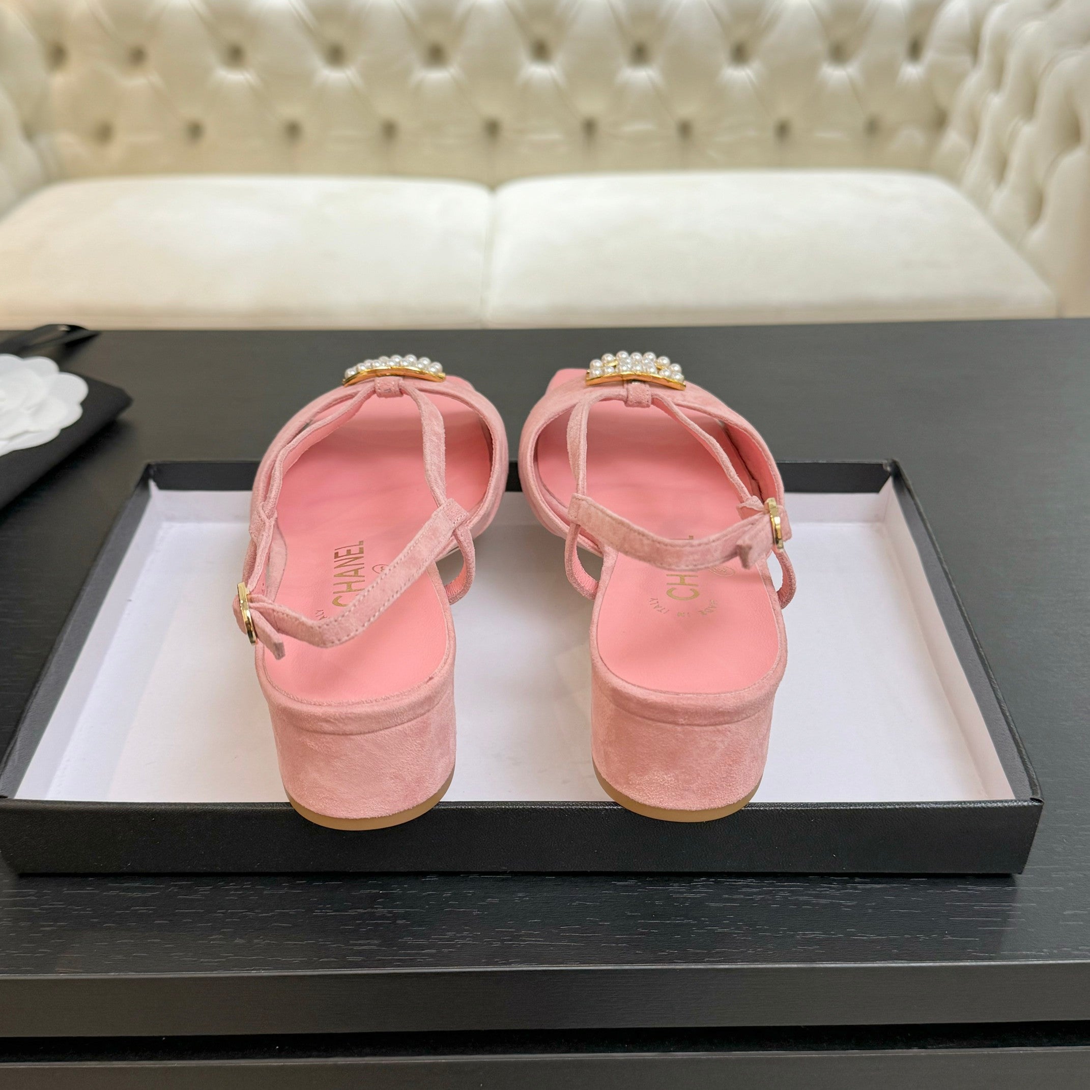 CC 25S Sandal Heel 50mm Pink Kidskin