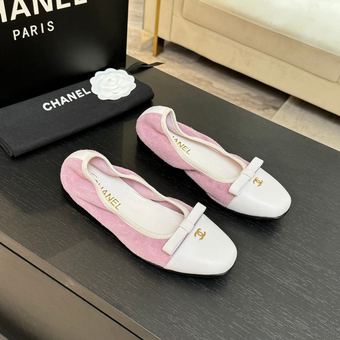 CC Ballet Flats Pink Cowhide 313473