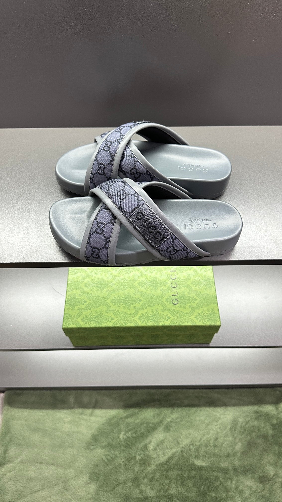 GG Men's Sandals Purple Grey Polyester Leather 547242