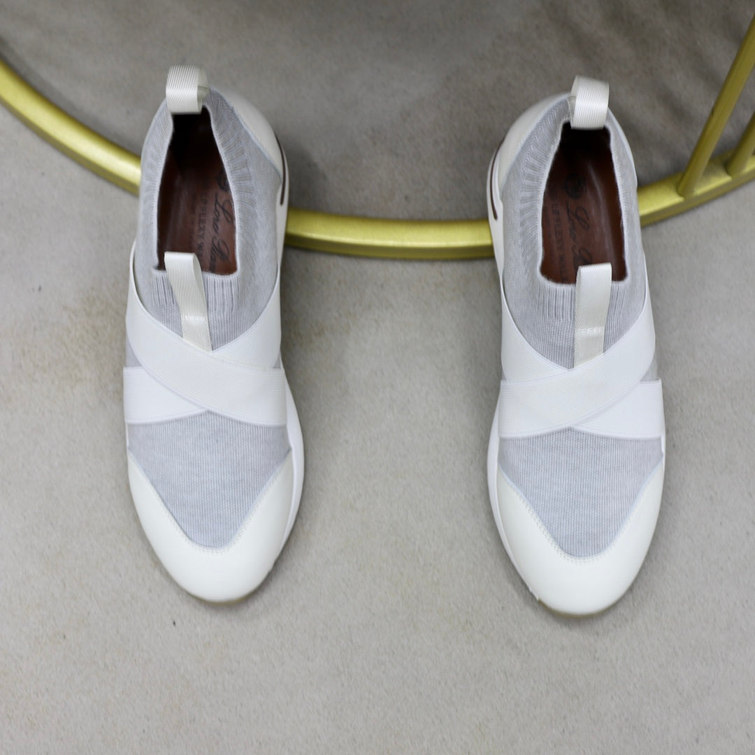 LP 360 KNITTED CASUAL SNEAKERS WHITE AND PALE GRAY WOOL