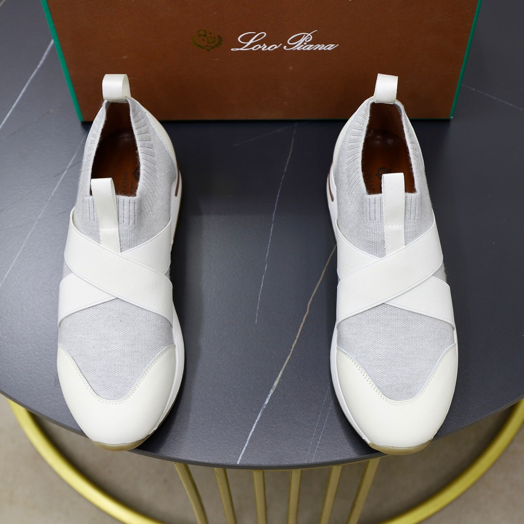 LP 360 KNITTED CASUAL SNEAKERS WHITE AND PALE GRAY WOOL