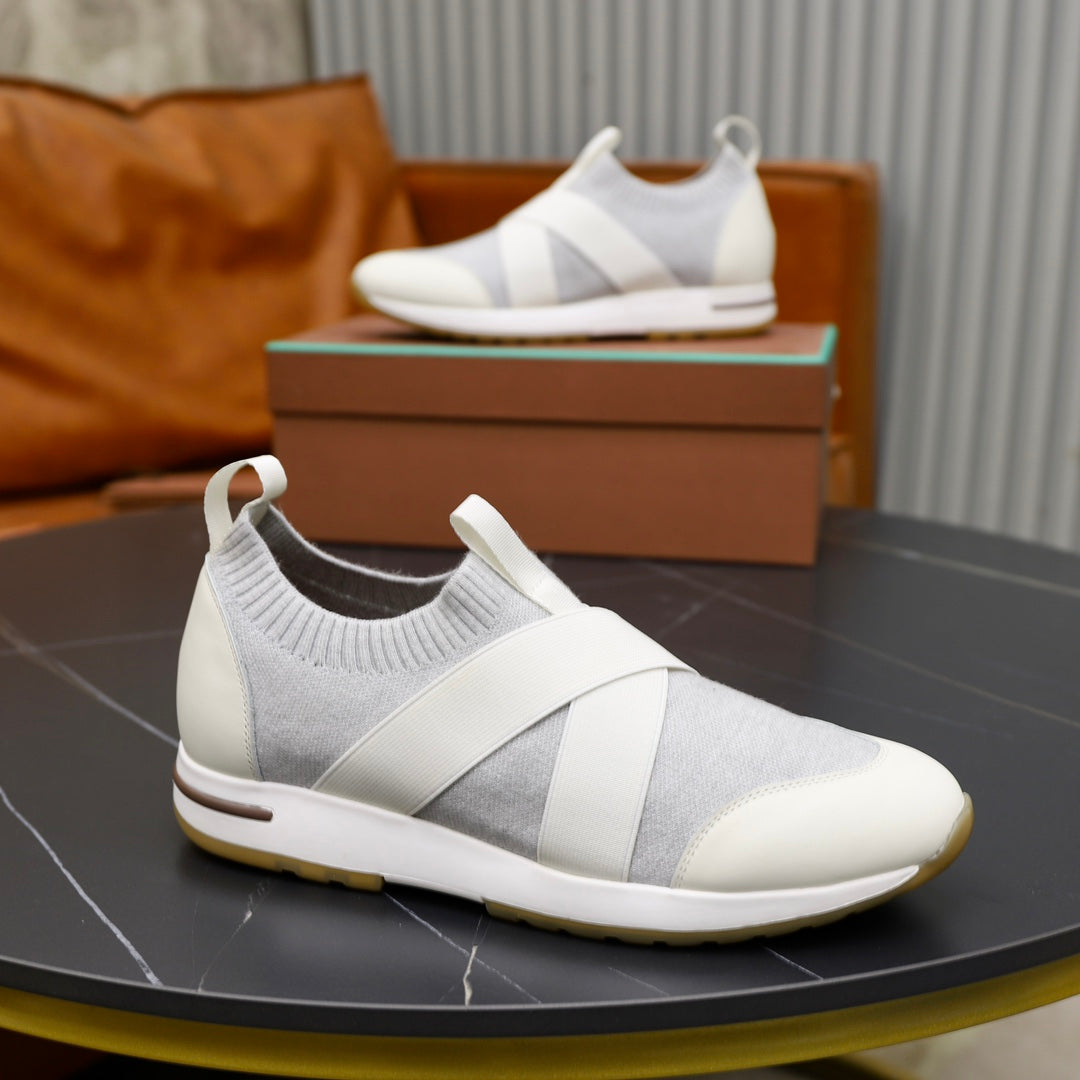 LP 360 KNITTED CASUAL SNEAKERS WHITE AND PALE GRAY WOOL