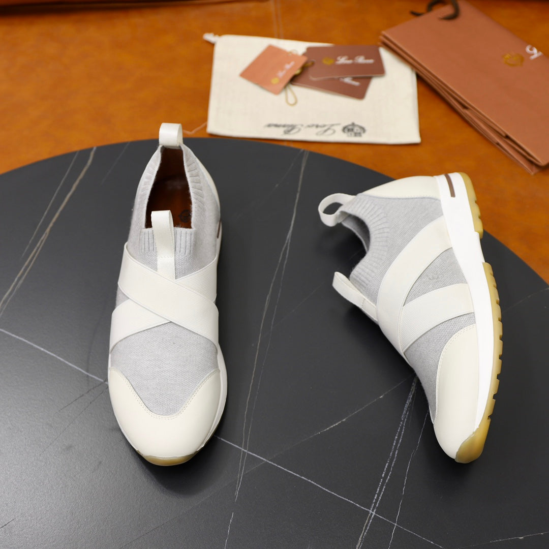 LP 360 KNITTED CASUAL SNEAKERS WHITE AND PALE GRAY WOOL