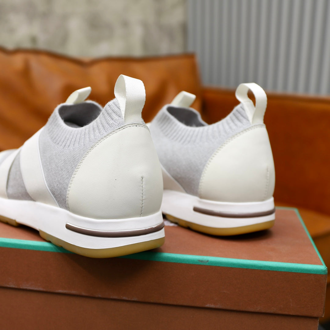 LP 360 KNITTED CASUAL SNEAKERS WHITE AND PALE GRAY WOOL