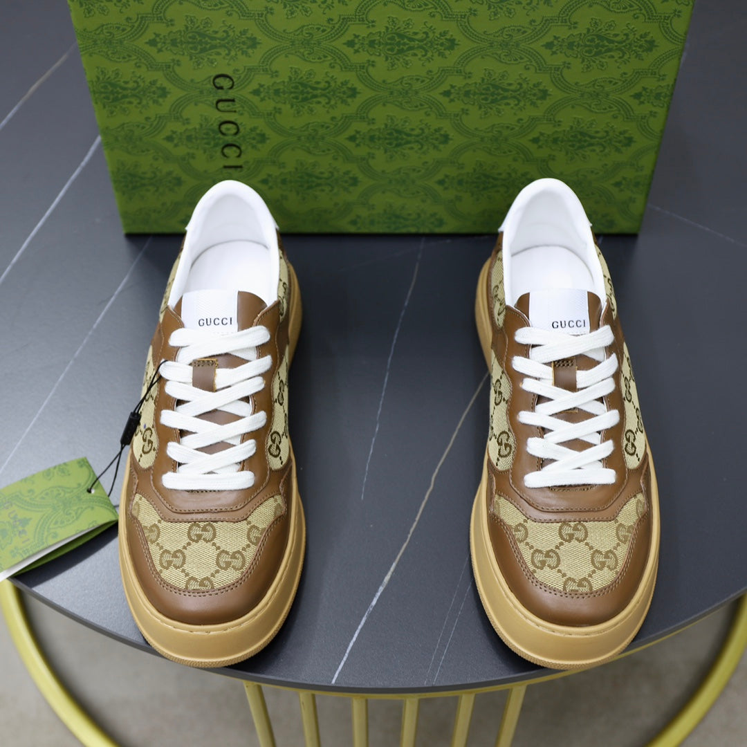 GG Men's Sneaker Brown Colth Sheepskin 523160