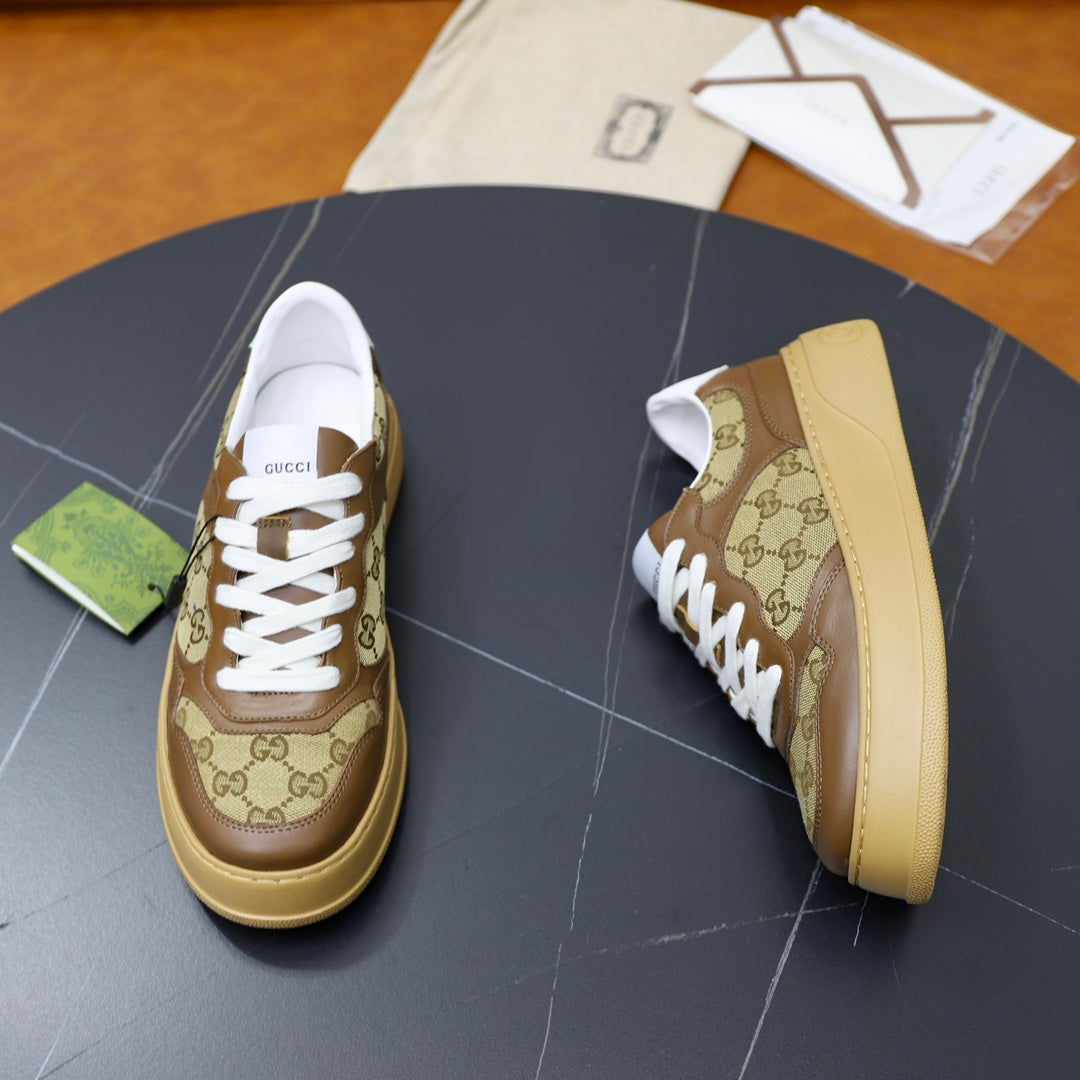 GG Men's Sneaker Brown Colth Sheepskin 523160