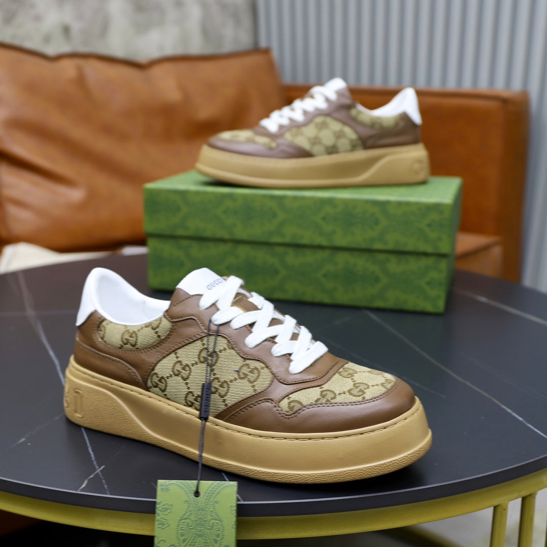 GG Men's Sneaker Brown Colth Sheepskin 523160