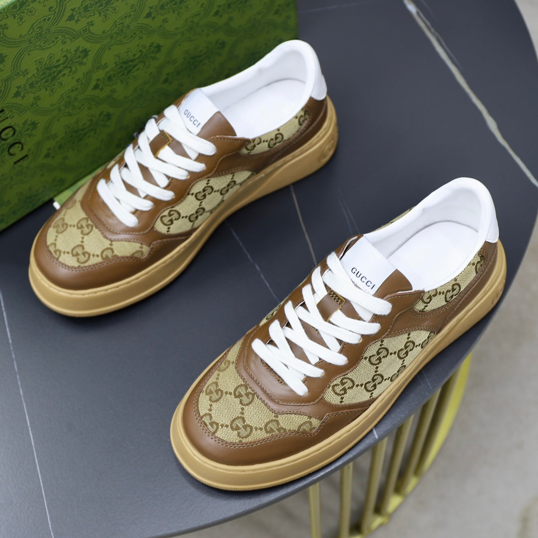 GG Men's Sneaker Brown Colth Sheepskin 523160