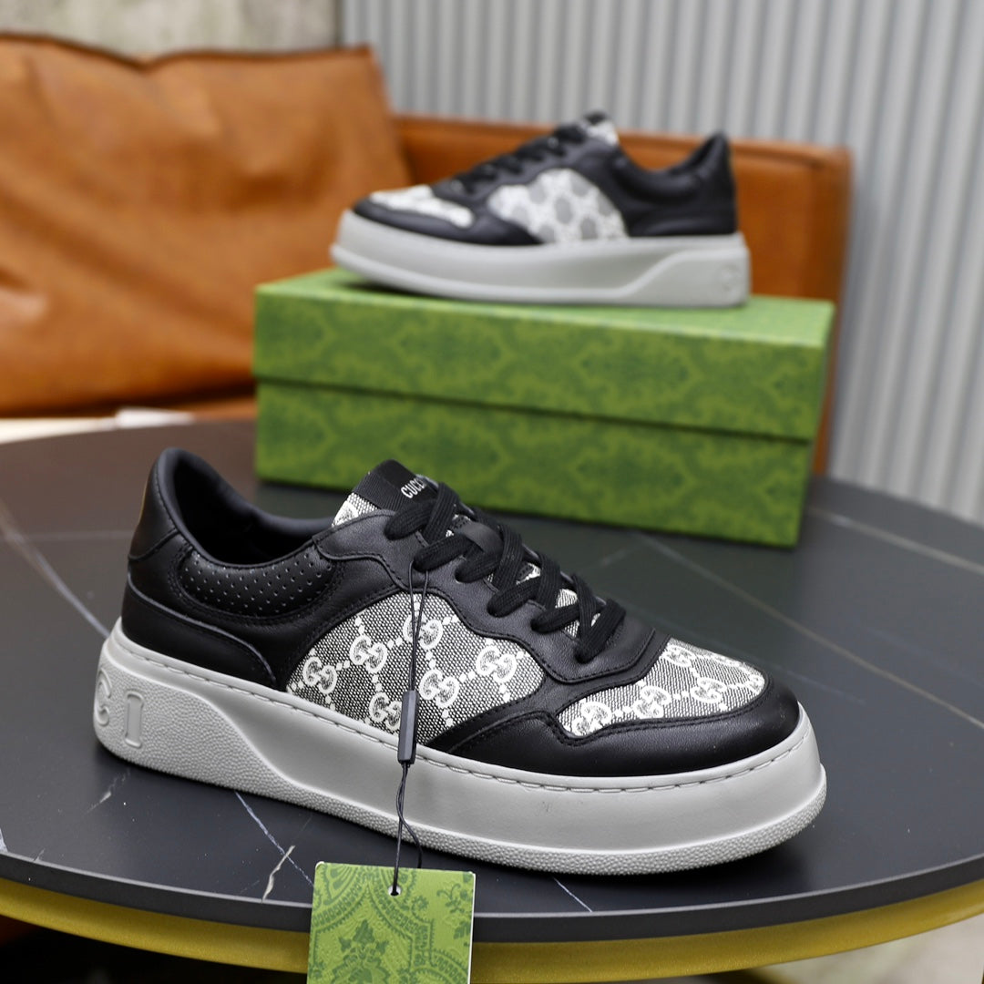 GG Men's Sneaker Black Colth Sheepskin 523161