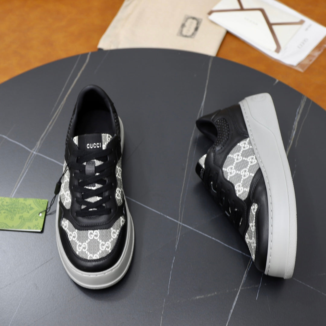 GG Men's Sneaker Black Colth Sheepskin 523161