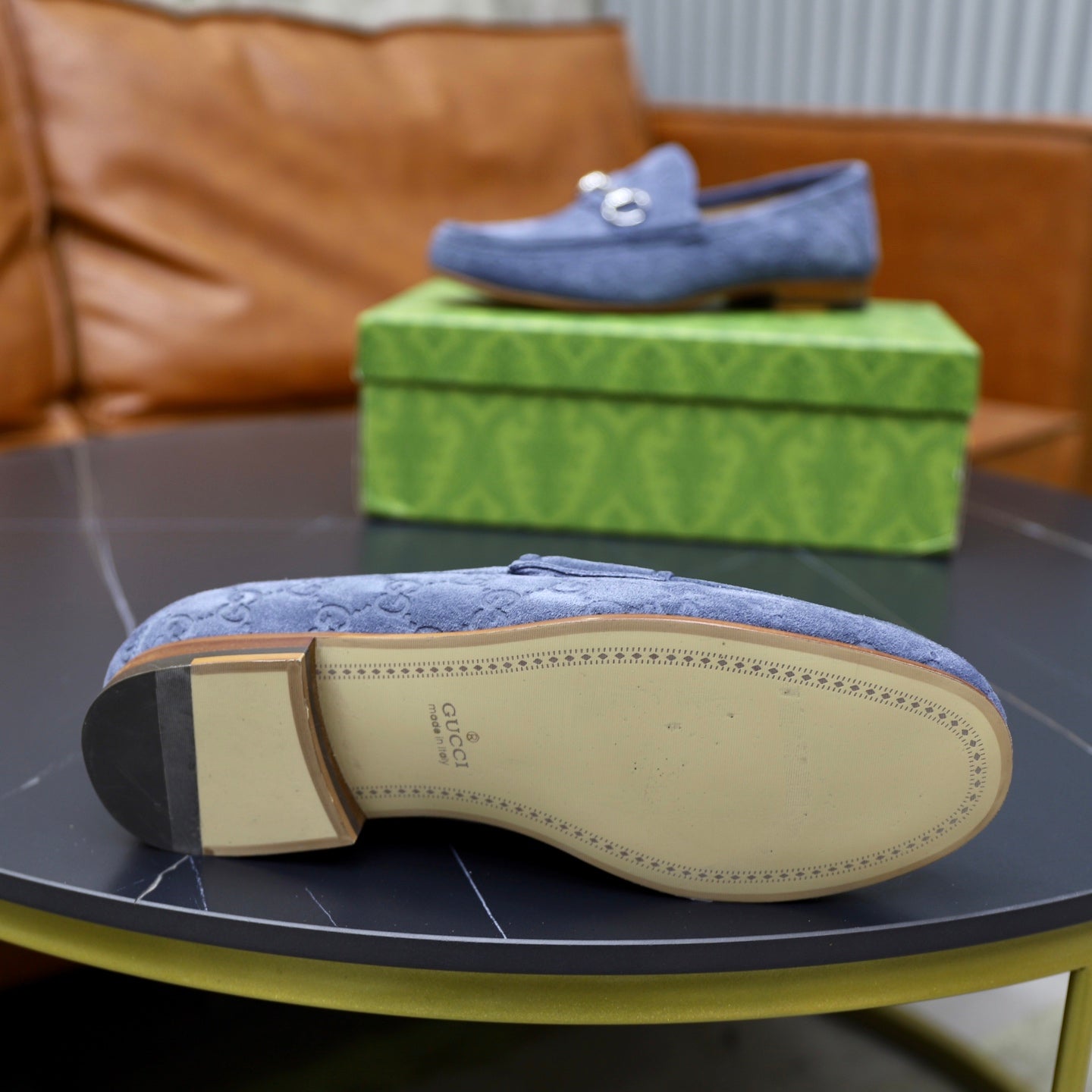 GG Men's Horsebit Loafer Blue Suede 600387