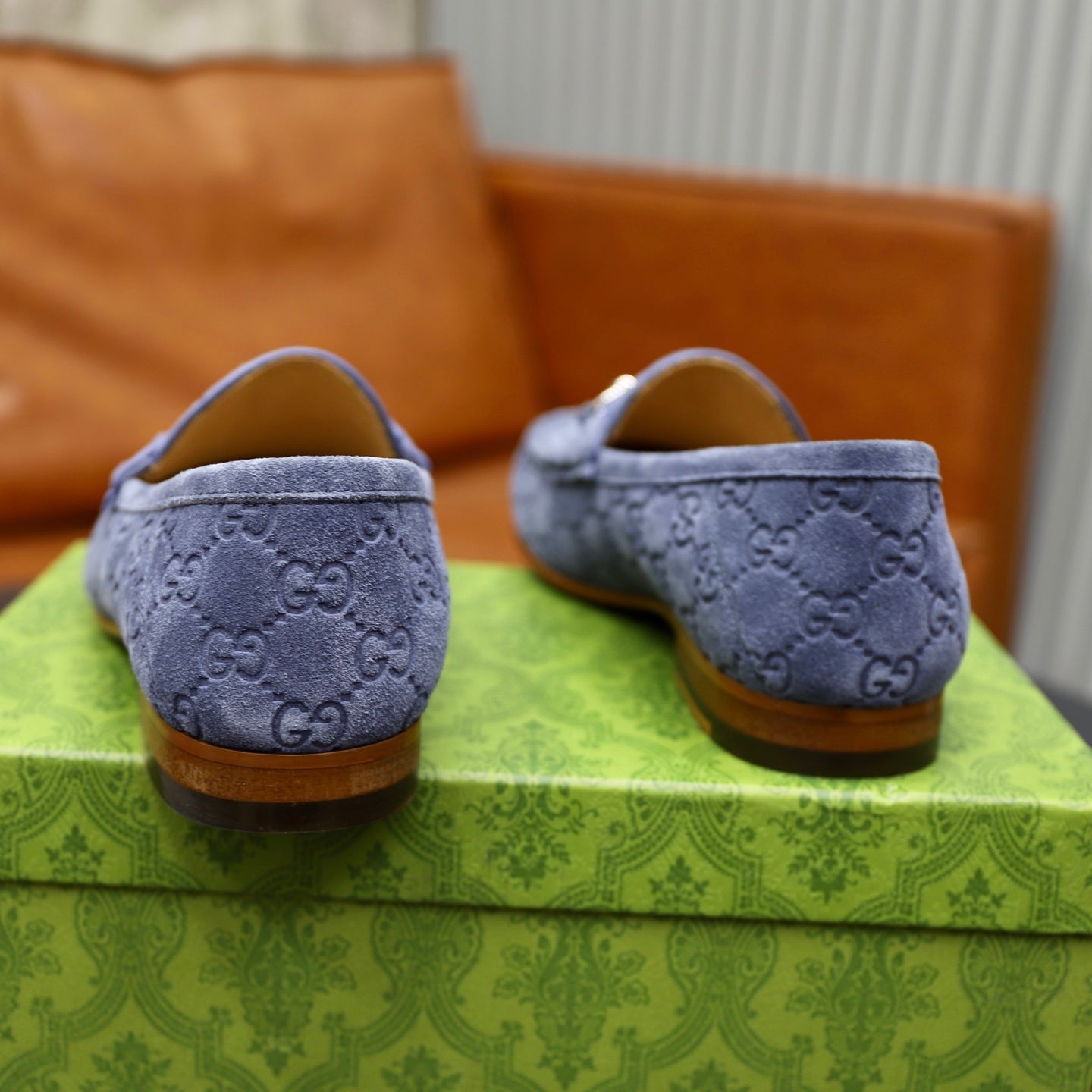 GG Men's Horsebit Loafer Blue Suede 600387
