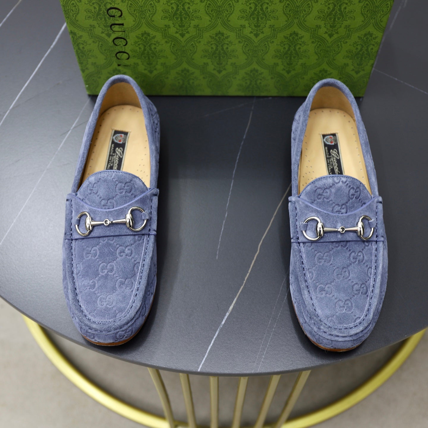 GG Men's Horsebit Loafer Blue Suede 600387