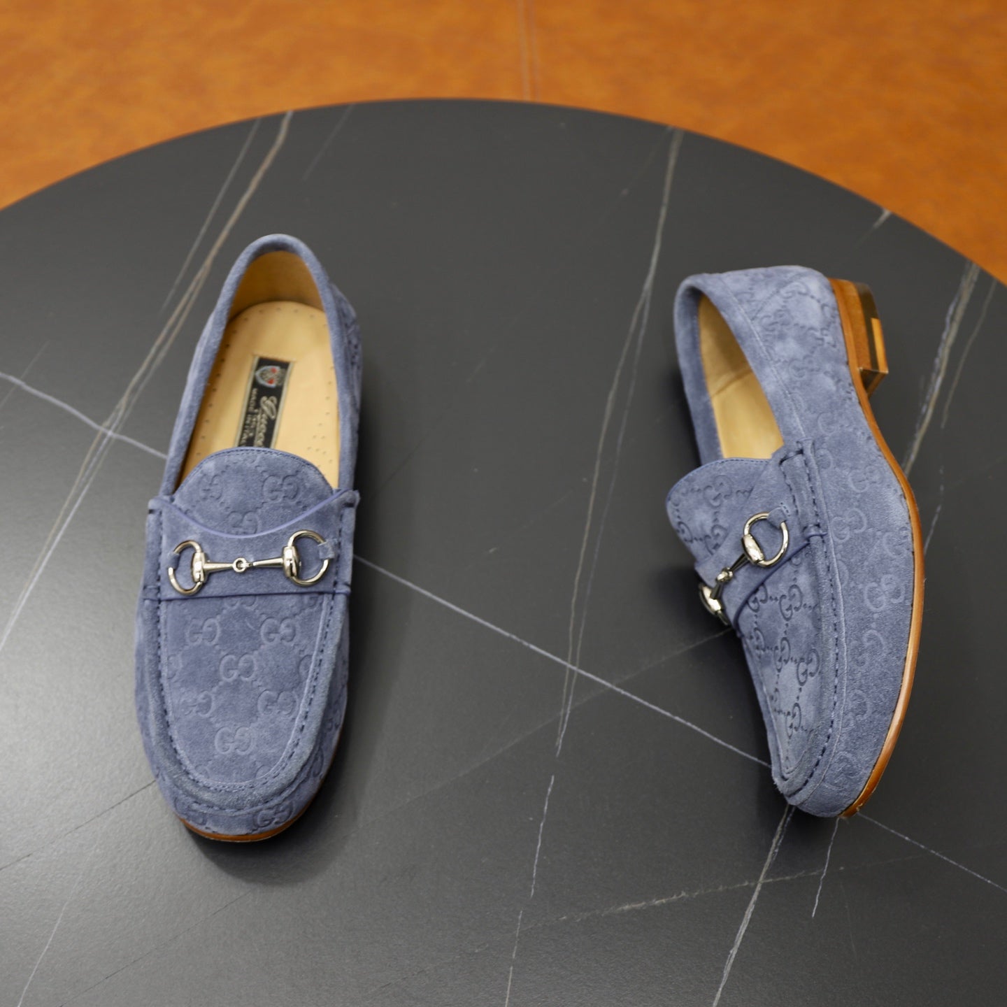GG Men's Horsebit Loafer Blue Suede 600387