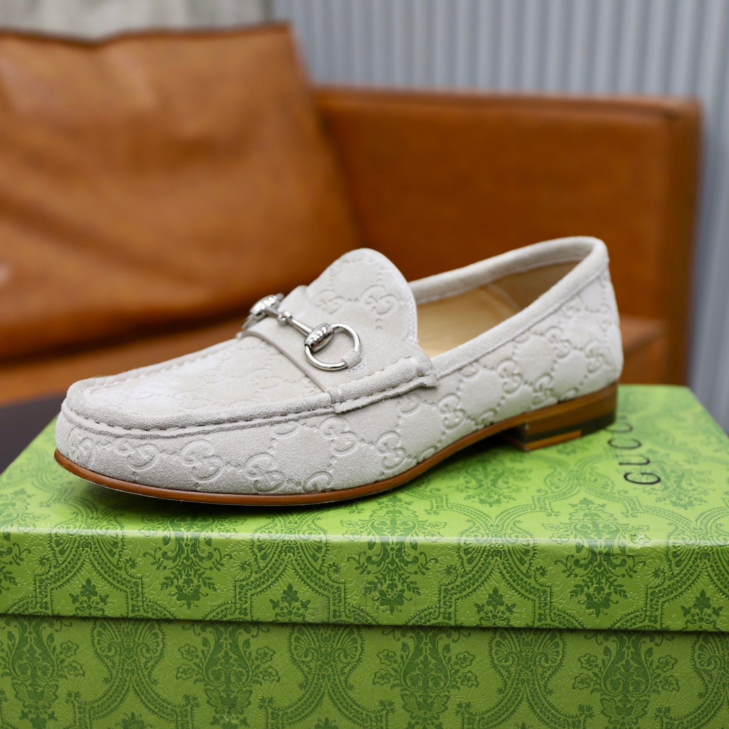 GG Men's Horsebit Loafer Grey Suede 600388