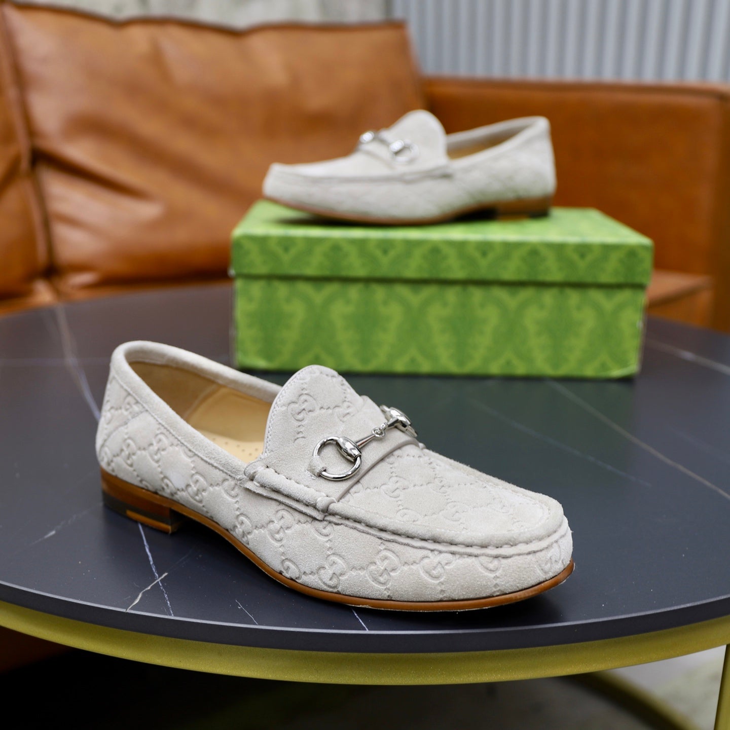 GG Men's Horsebit Loafer Grey Suede 600388