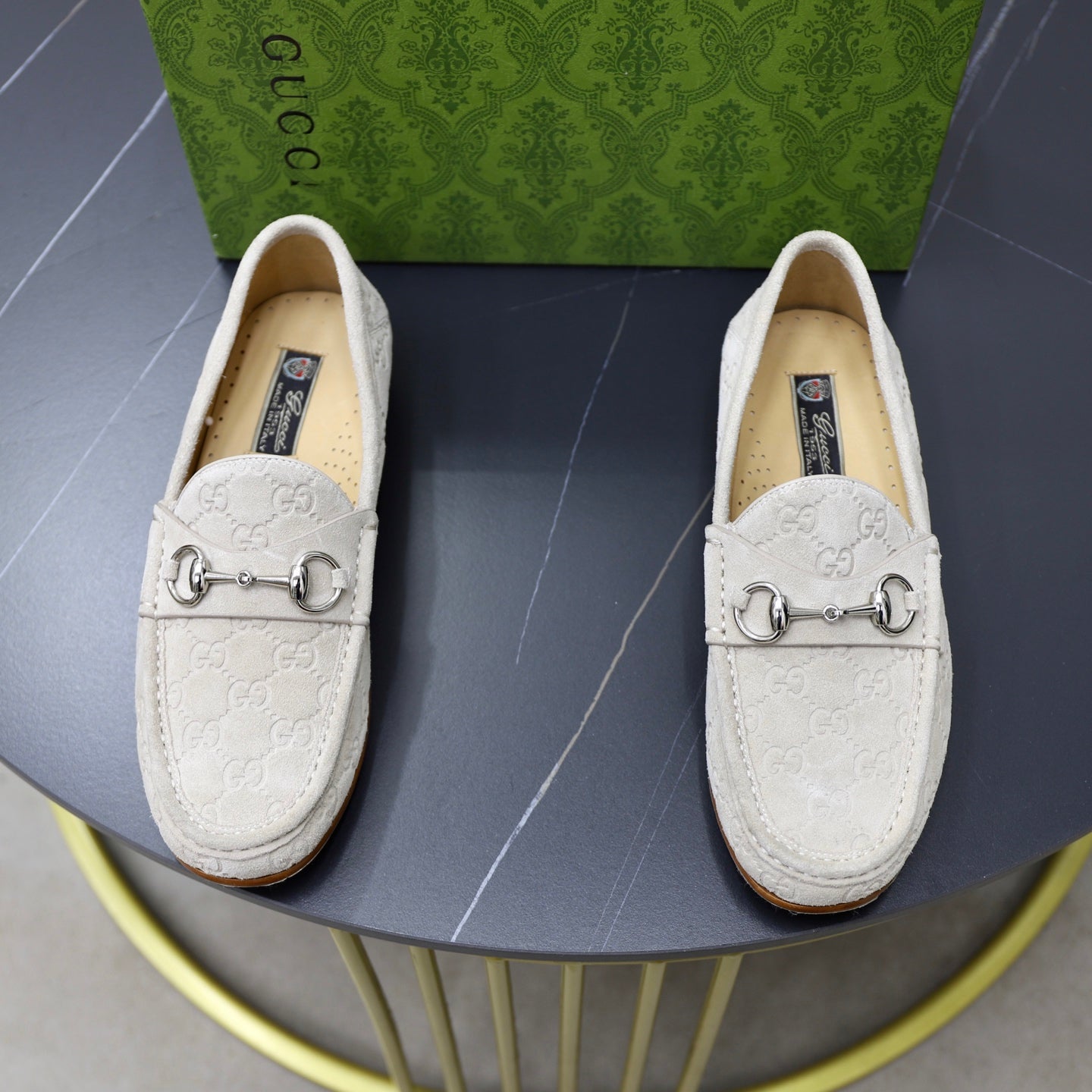 GG Men's Horsebit Loafer Grey Suede 600388