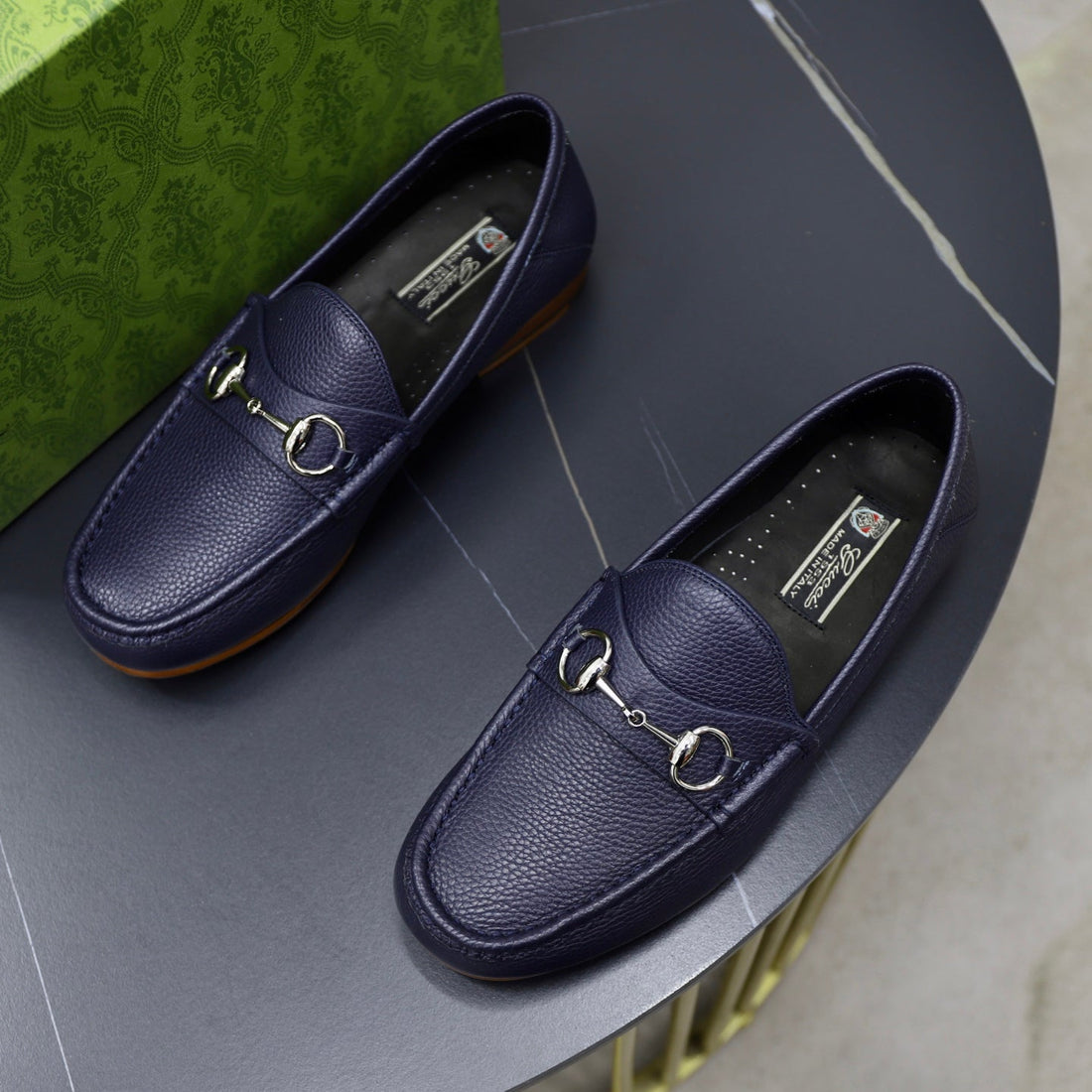 GG Men's Horsebit Loafer Blue Cowhide 600398