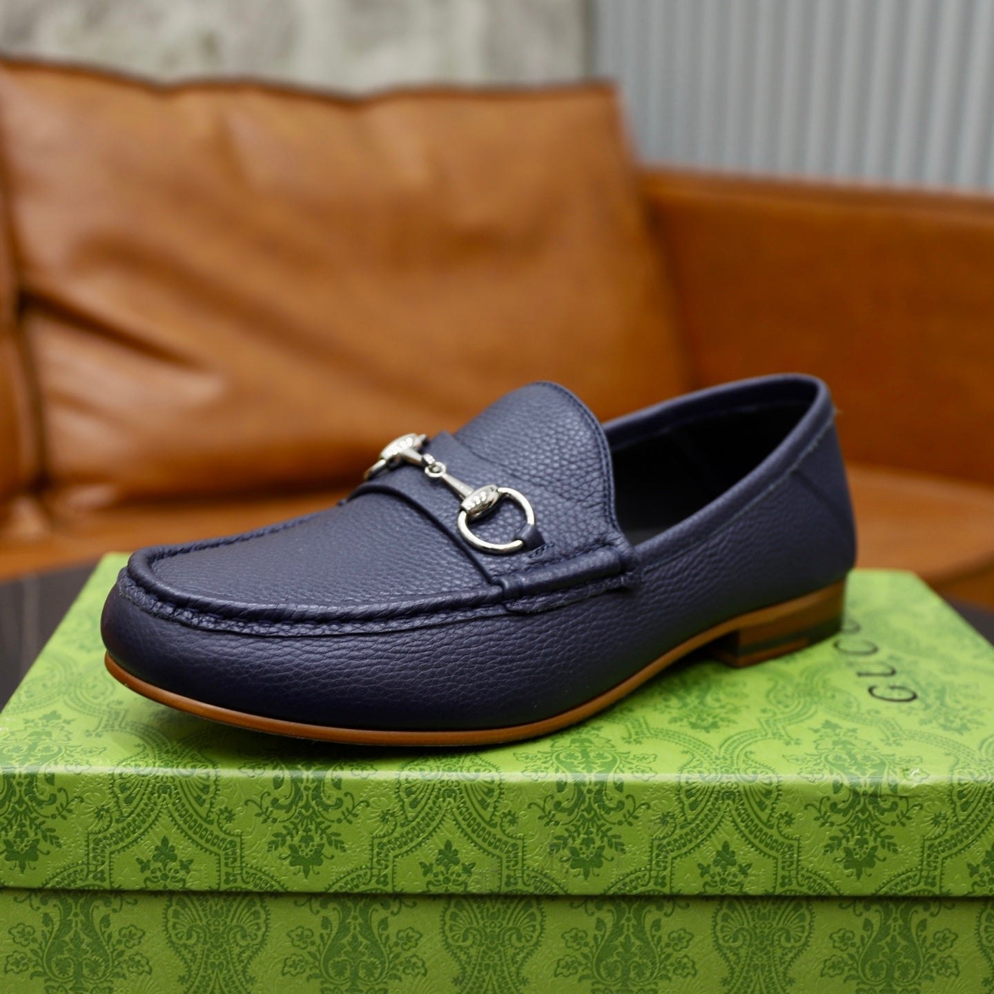 GG Men's Horsebit Loafer Blue Cowhide 600398