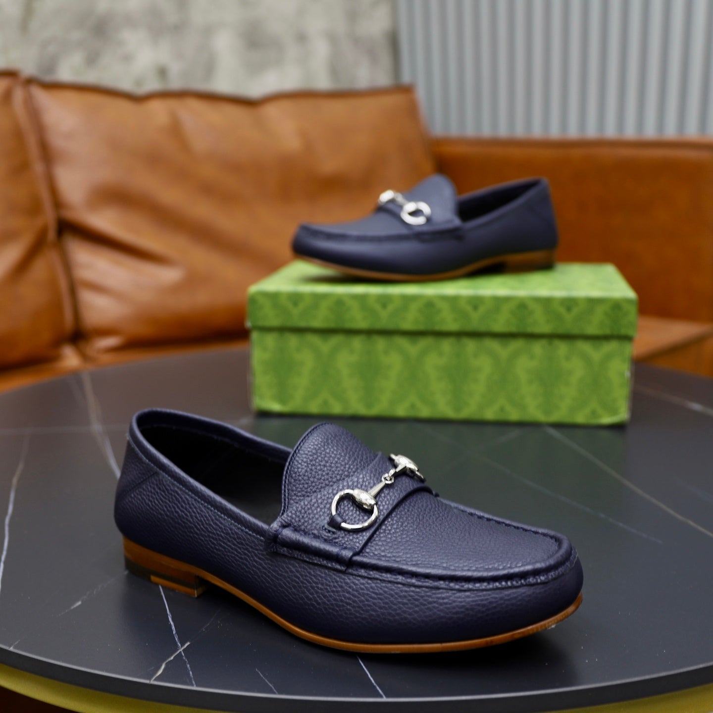 GG Men's Horsebit Loafer Blue Cowhide 600398