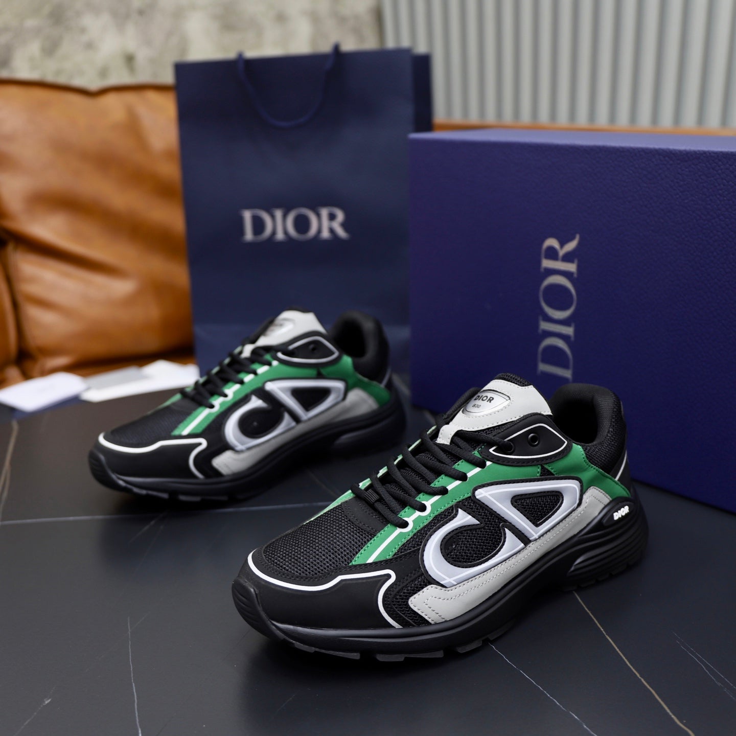 CD B30 Sneaker Black Mix Green Mesh 643619