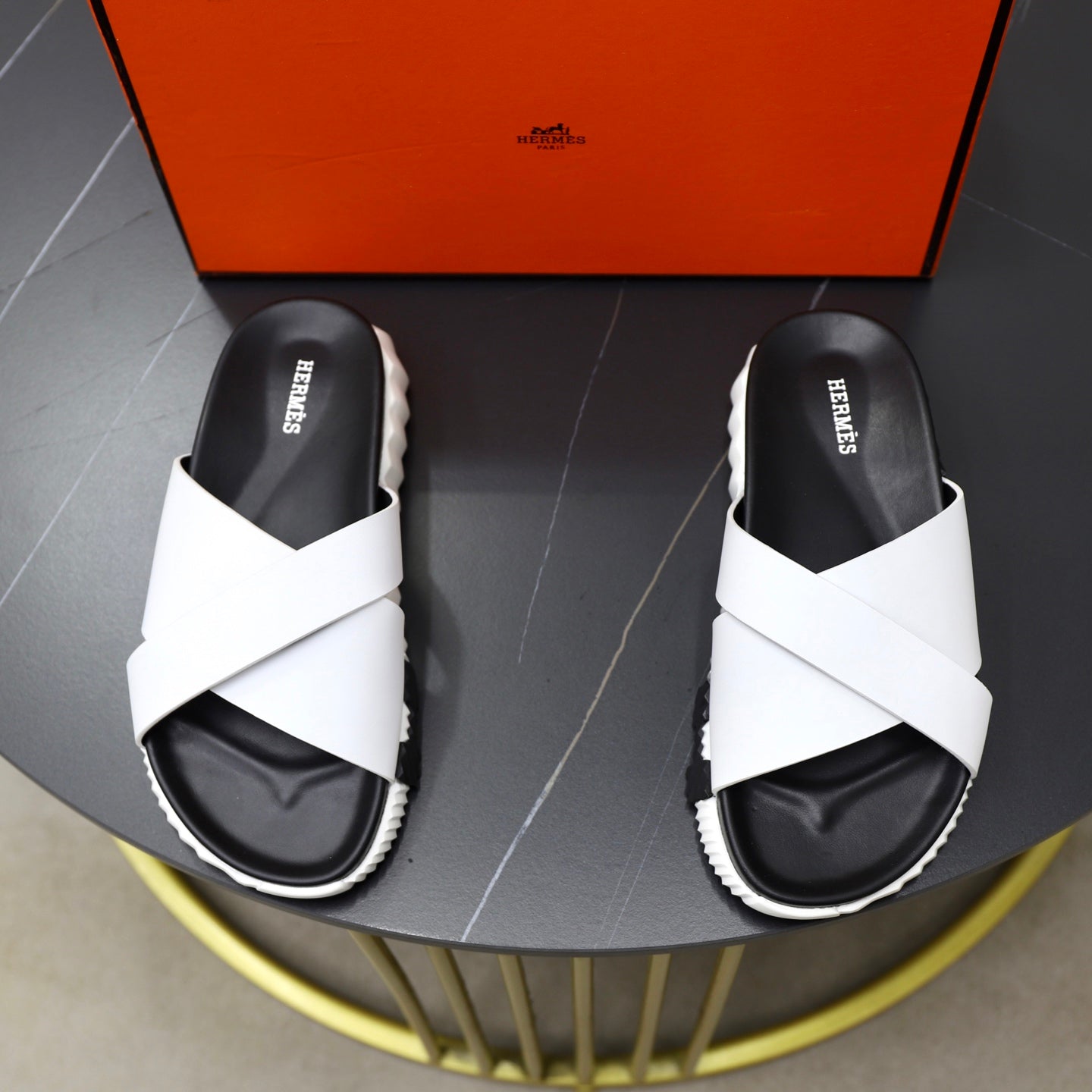 HM Men's Infra Slide White Calfskin 711689