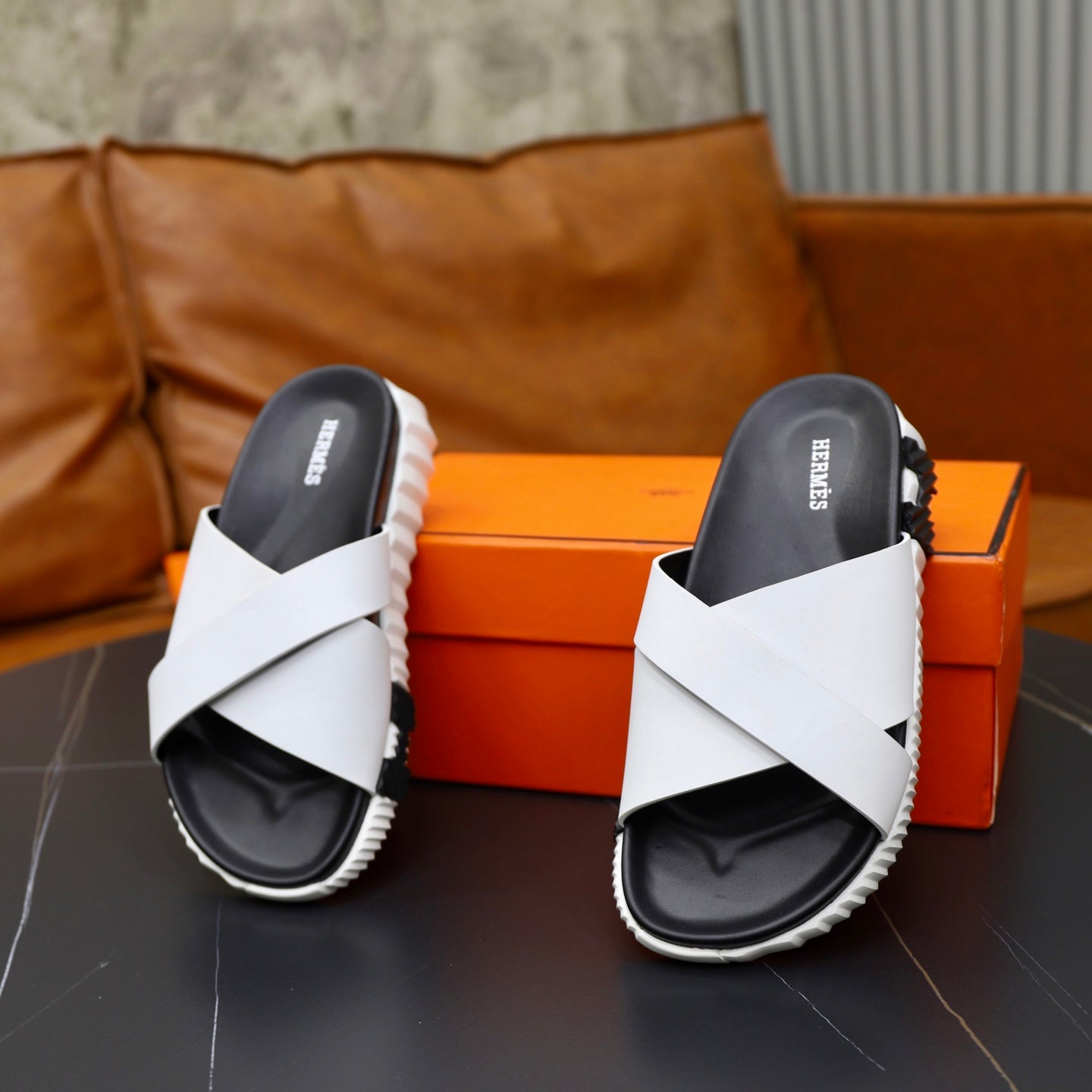 HM Men's Infra Slide White Calfskin 711689