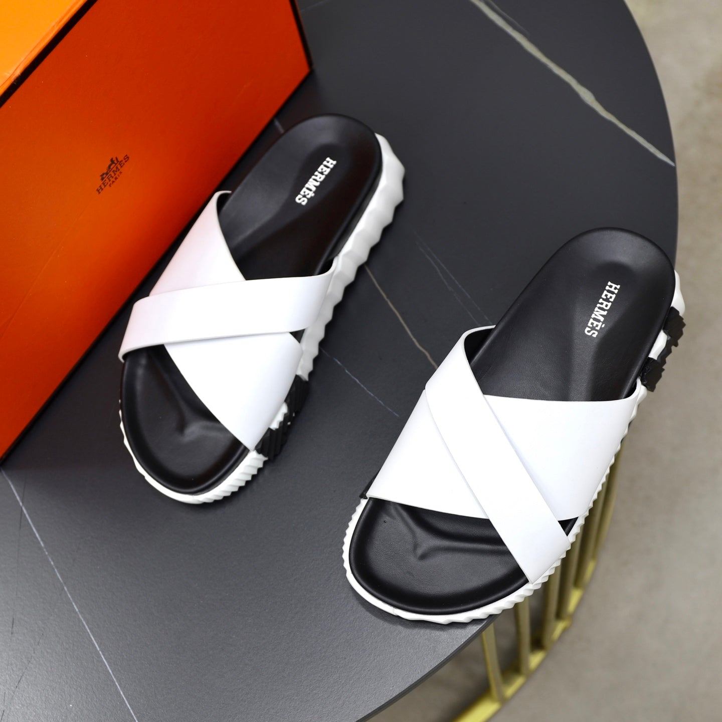 HM Men's Infra Slide White Calfskin 711689