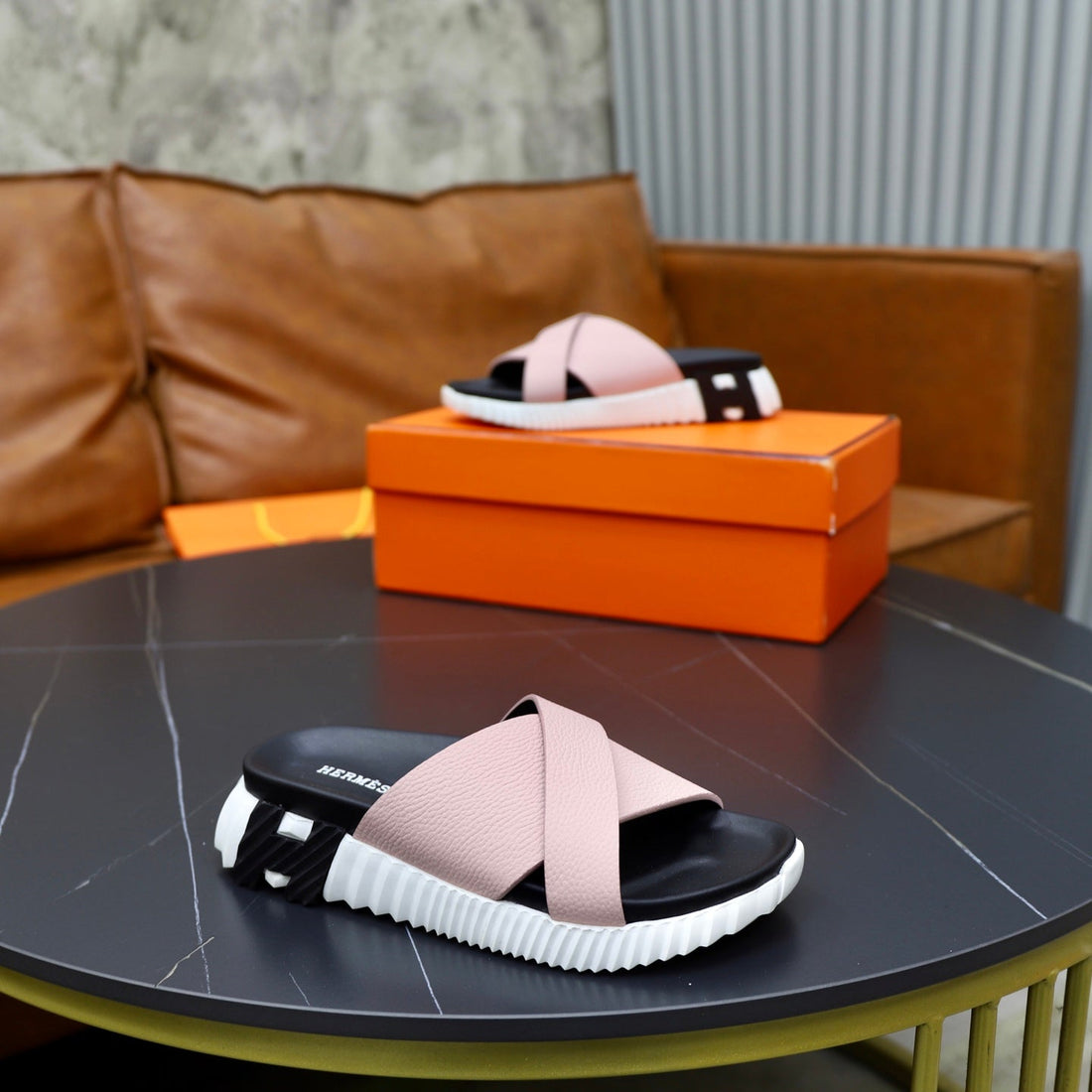 HM Men's Infra Slide Pink Calfskin 711696