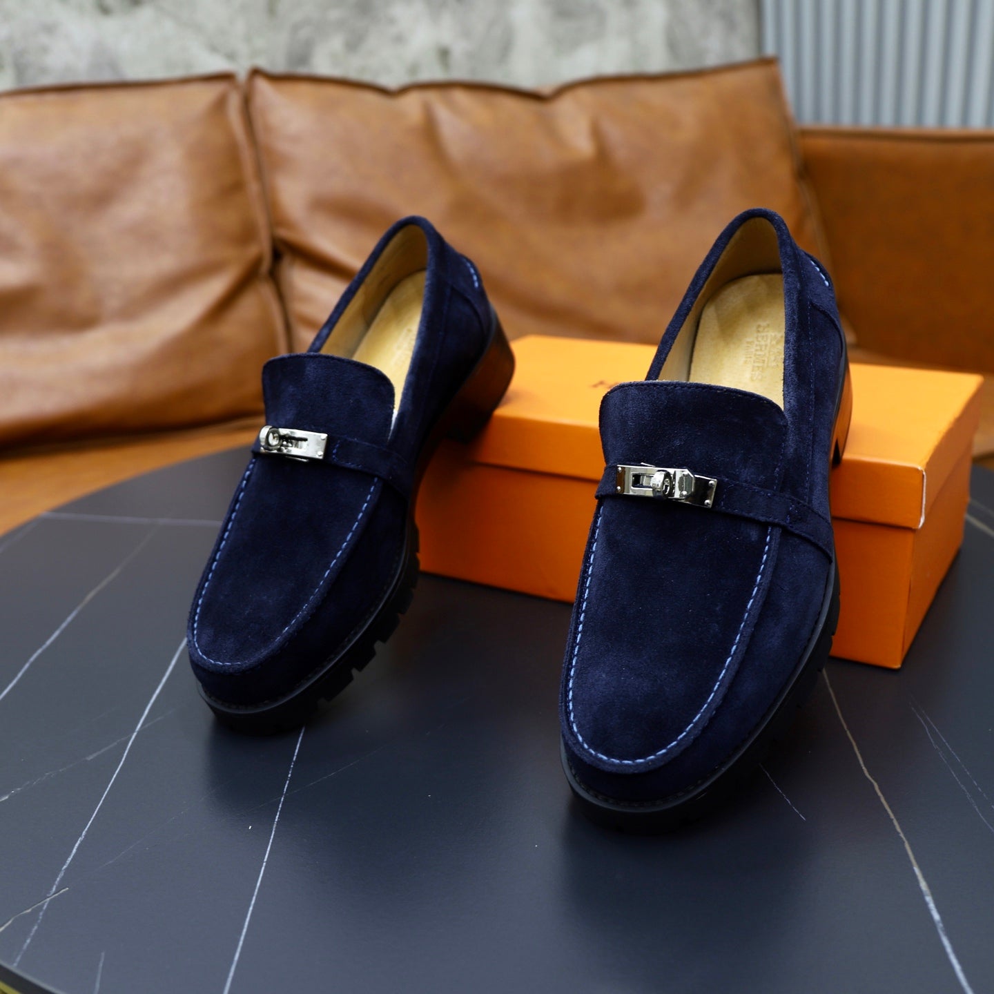 HM Men's Icone Loafer Navy Blue Suede 714425
