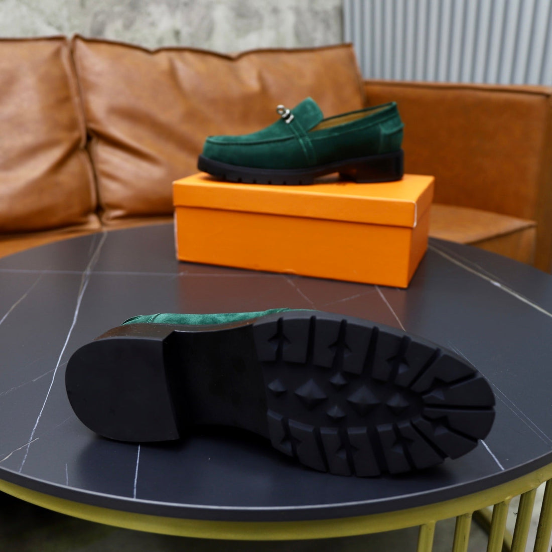 HM Men's Icone Loafer Dark Olive Green Suede 714428