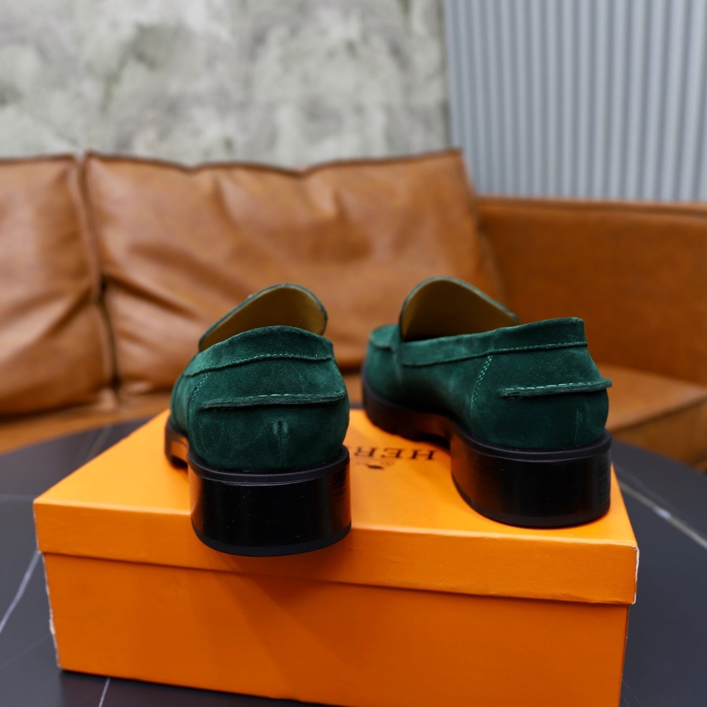 HM Men's Icone Loafer Dark Olive Green Suede 714428