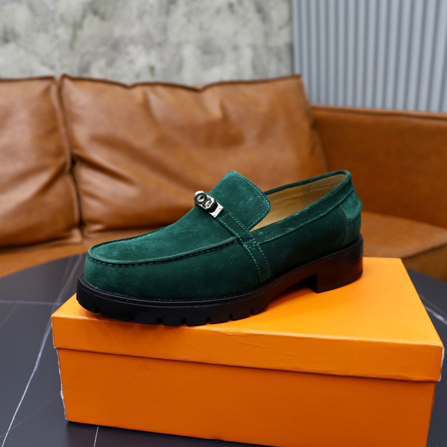 HM Men's Icone Loafer Dark Olive Green Suede 714428