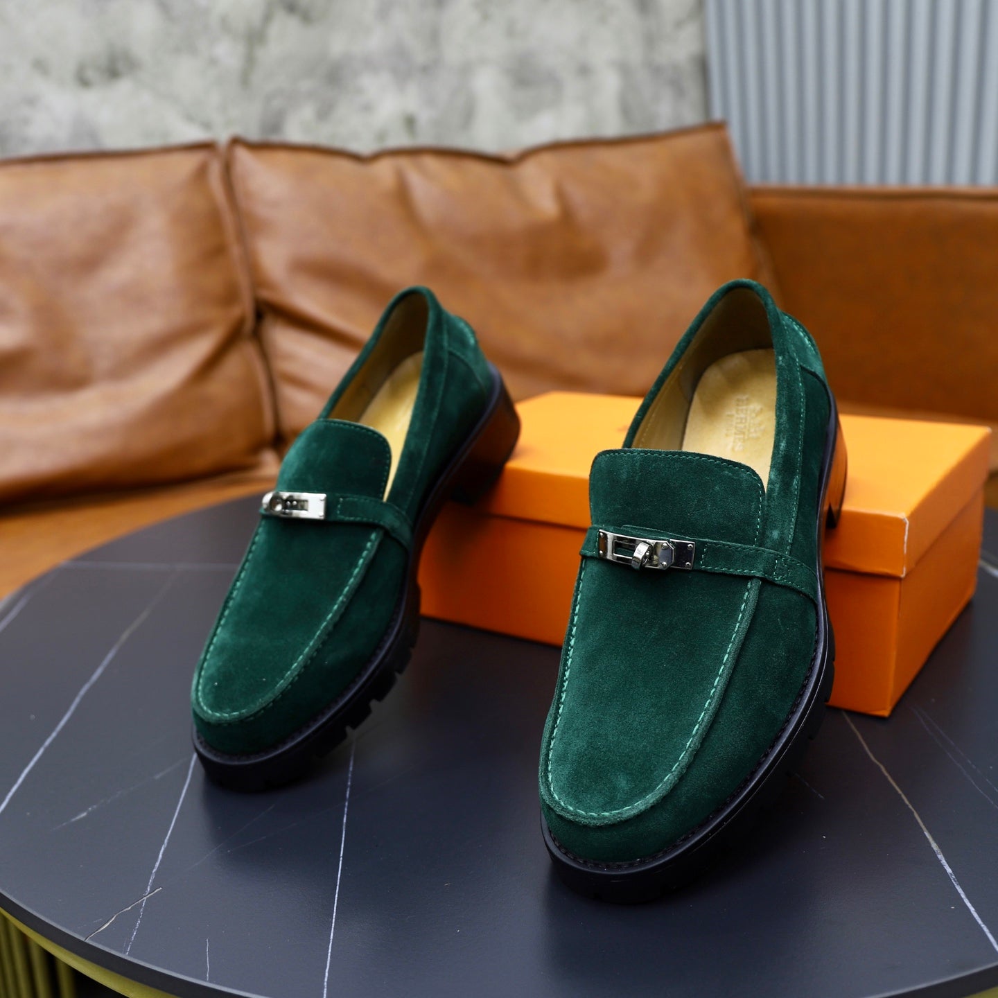 HM Men's Icone Loafer Dark Olive Green Suede 714428