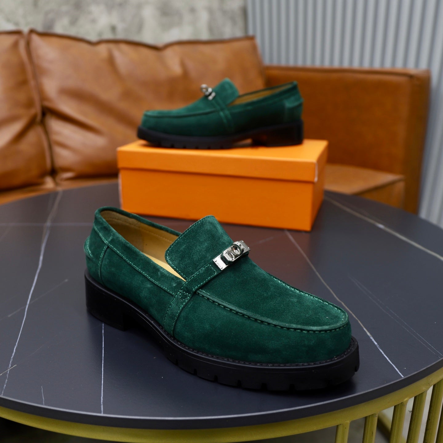 HM Men's Icone Loafer Dark Olive Green Suede 714428